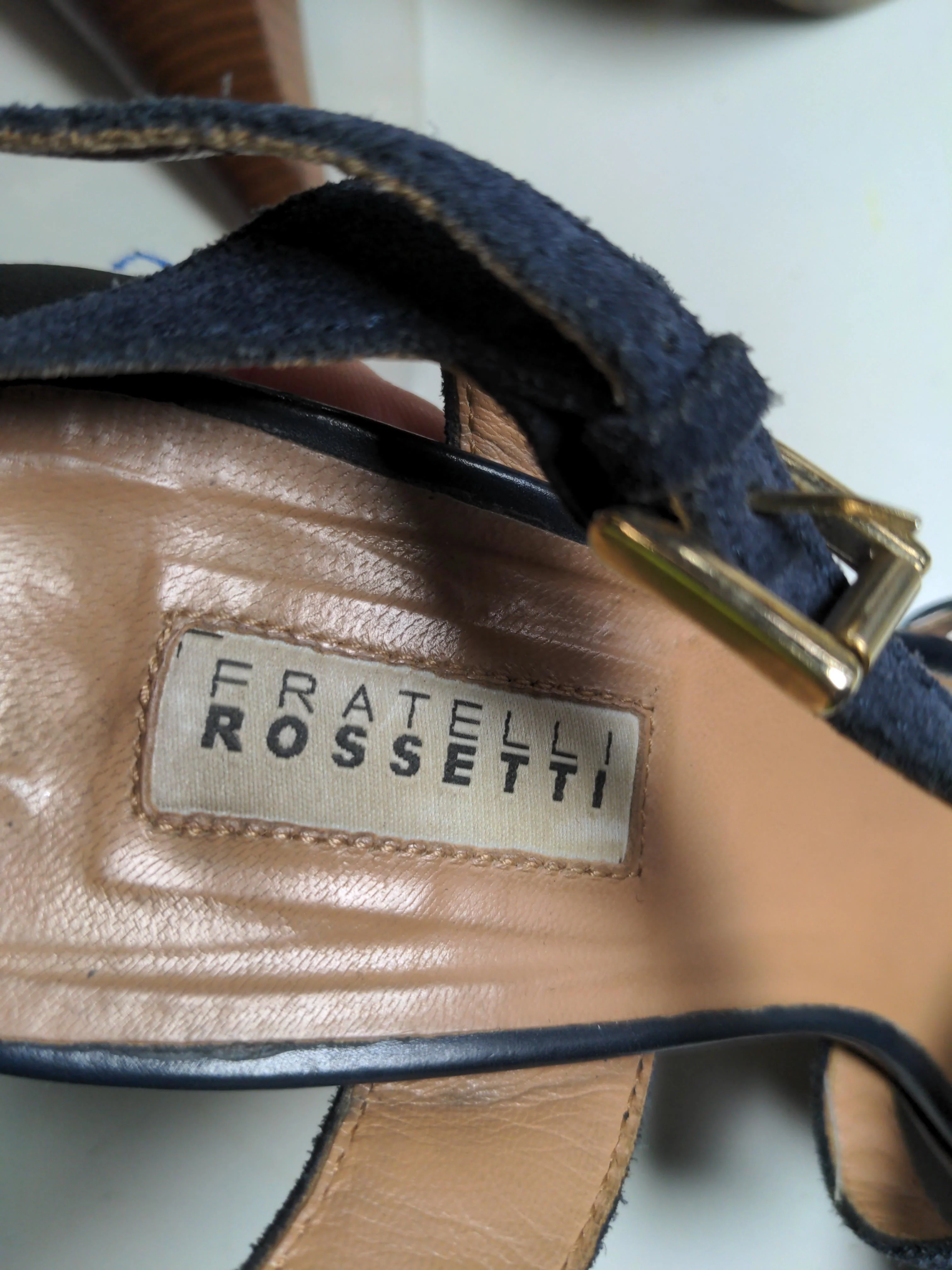 Fratelli Rossetti Women's Heels UK 6 Blue Suede with Leather Platform - Image 9