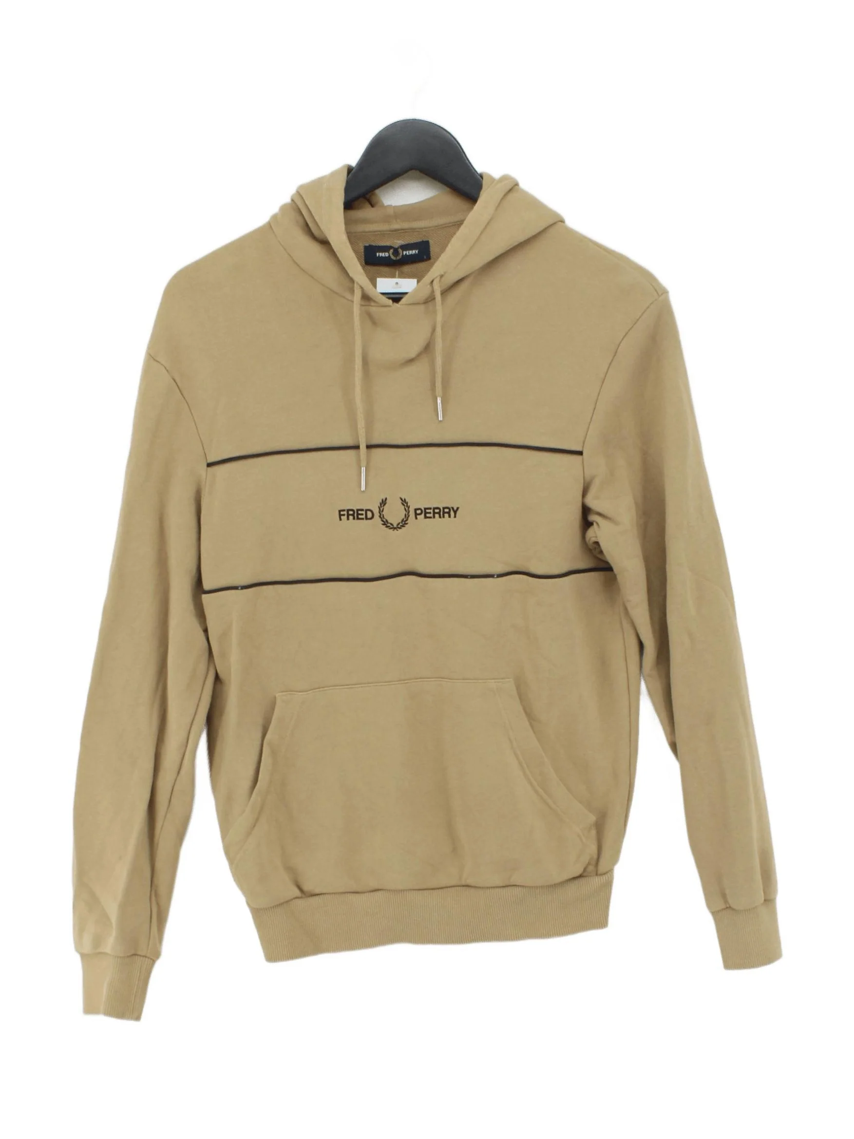Fred Perry Men's Hoodie S Tan Graphic Cotton with Elastane Pullover