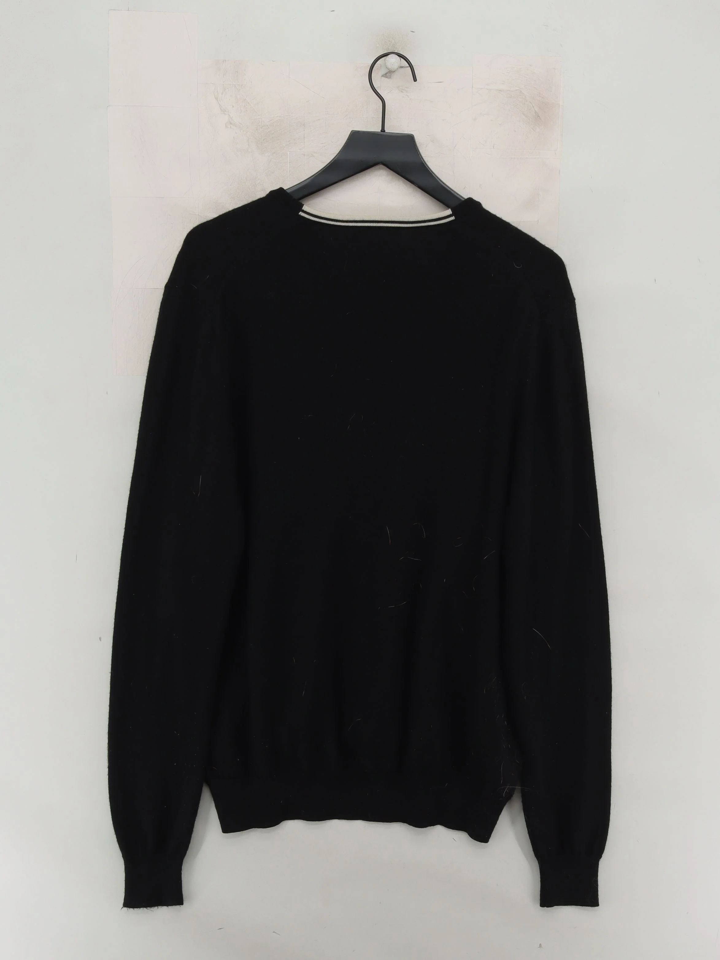 Fred Perry Men's Jumper XL Black 100% Wool Crew Neck Pullover - Image 2