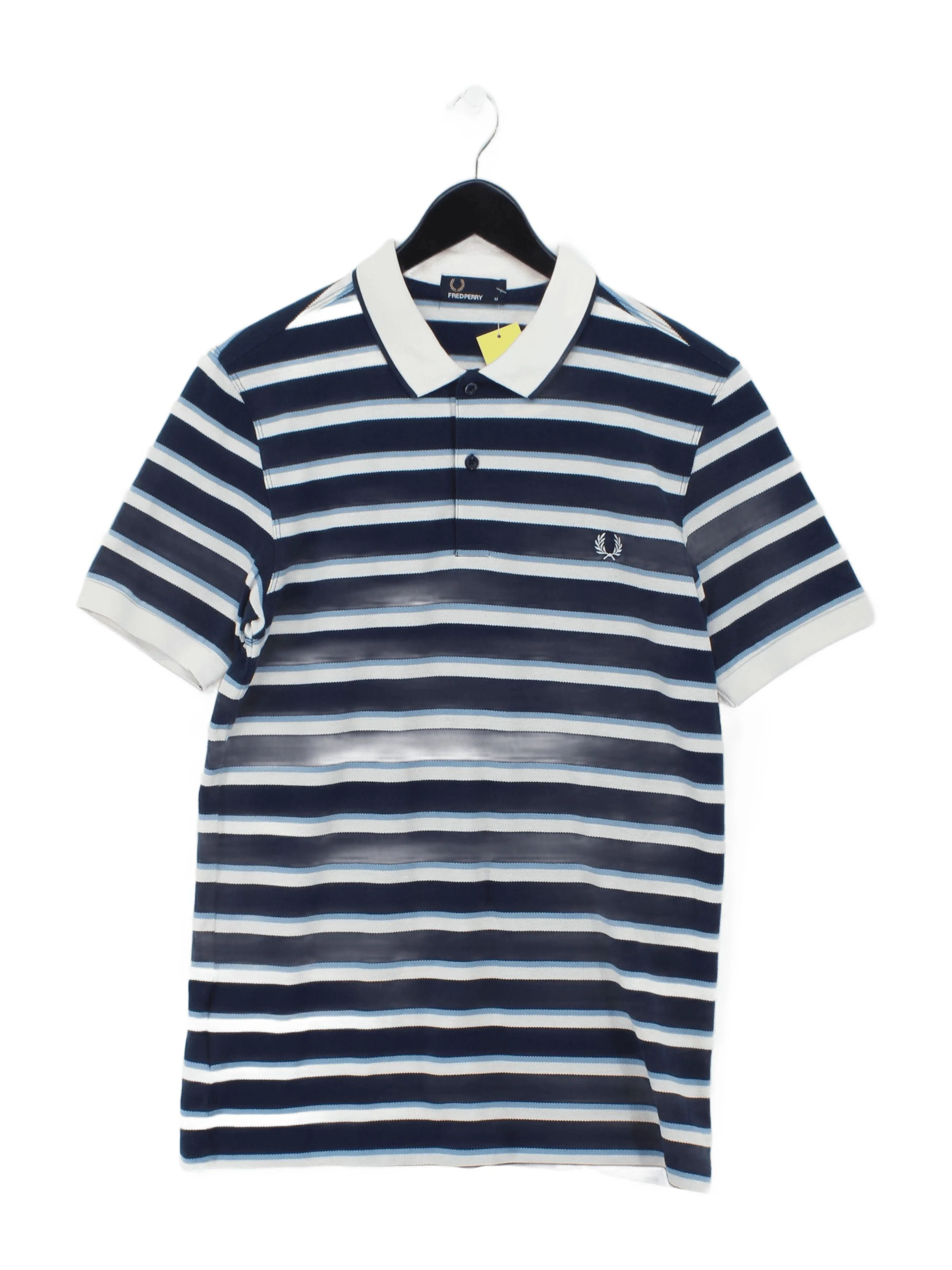 Fred Perry Men's Polo M Blue Striped 100% Cotton Basic