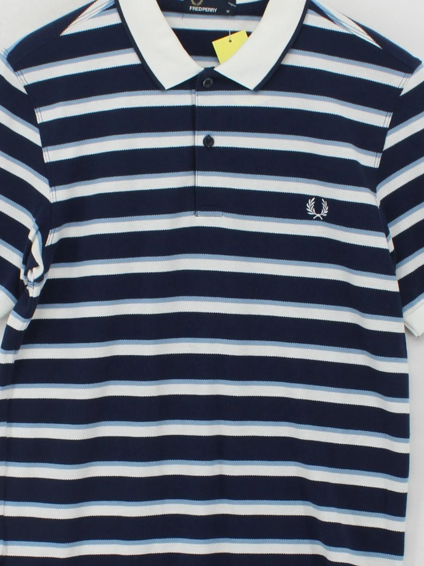 Fred Perry Men's Polo M Blue Striped 100% Cotton Basic - Image 3