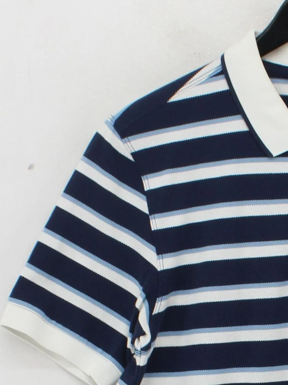 Fred Perry Men's Polo M Blue Striped 100% Cotton Basic - Image 4