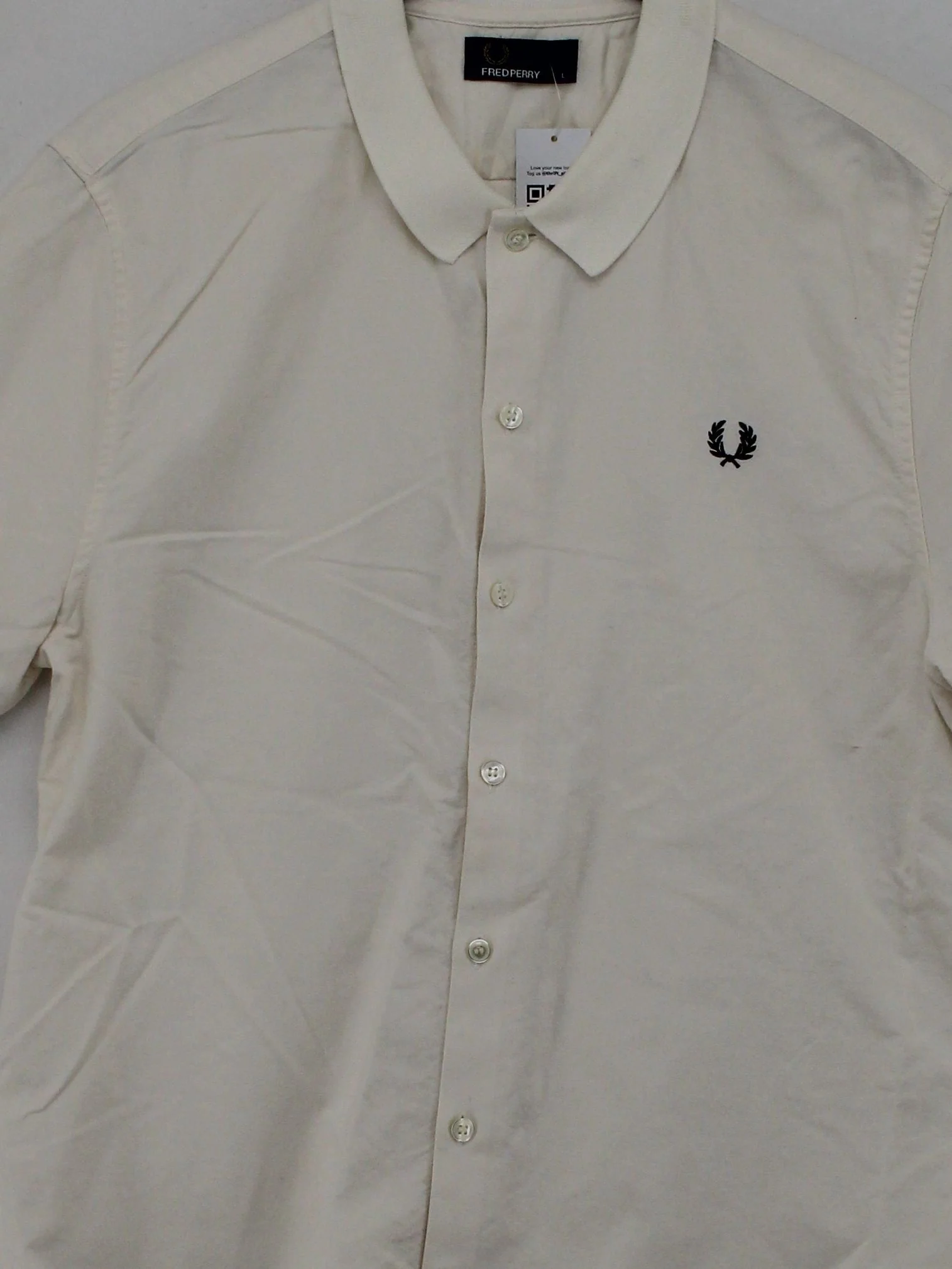Fred Perry Men's Shirt L Cream 100% Cotton Basic - Image 3