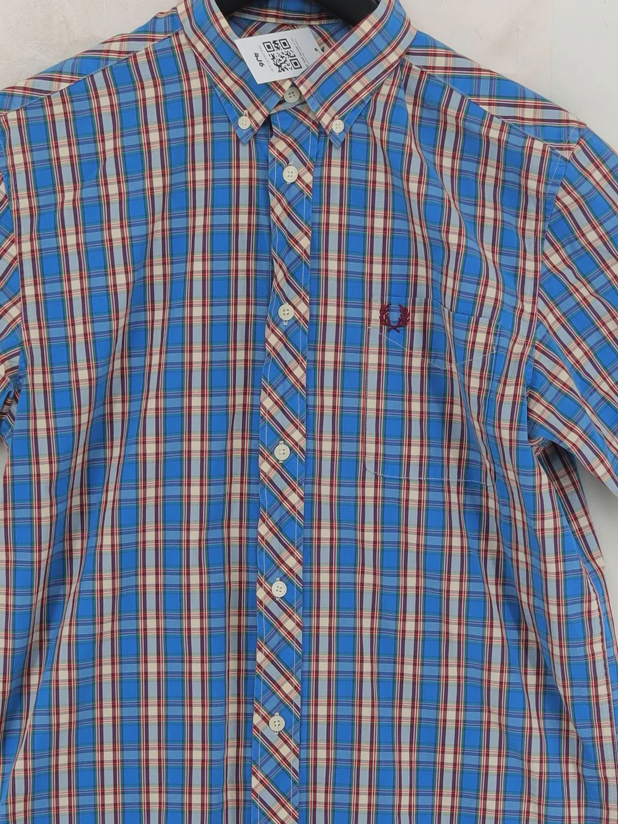 Fred Perry Men's Shirt M Blue Checkered 100% Cotton Basic - Image 3