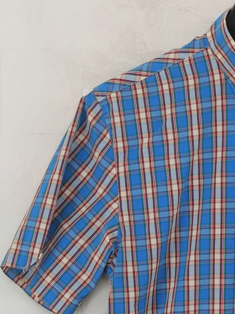 Fred Perry Men's Shirt M Blue Checkered 100% Cotton Basic - Image 4