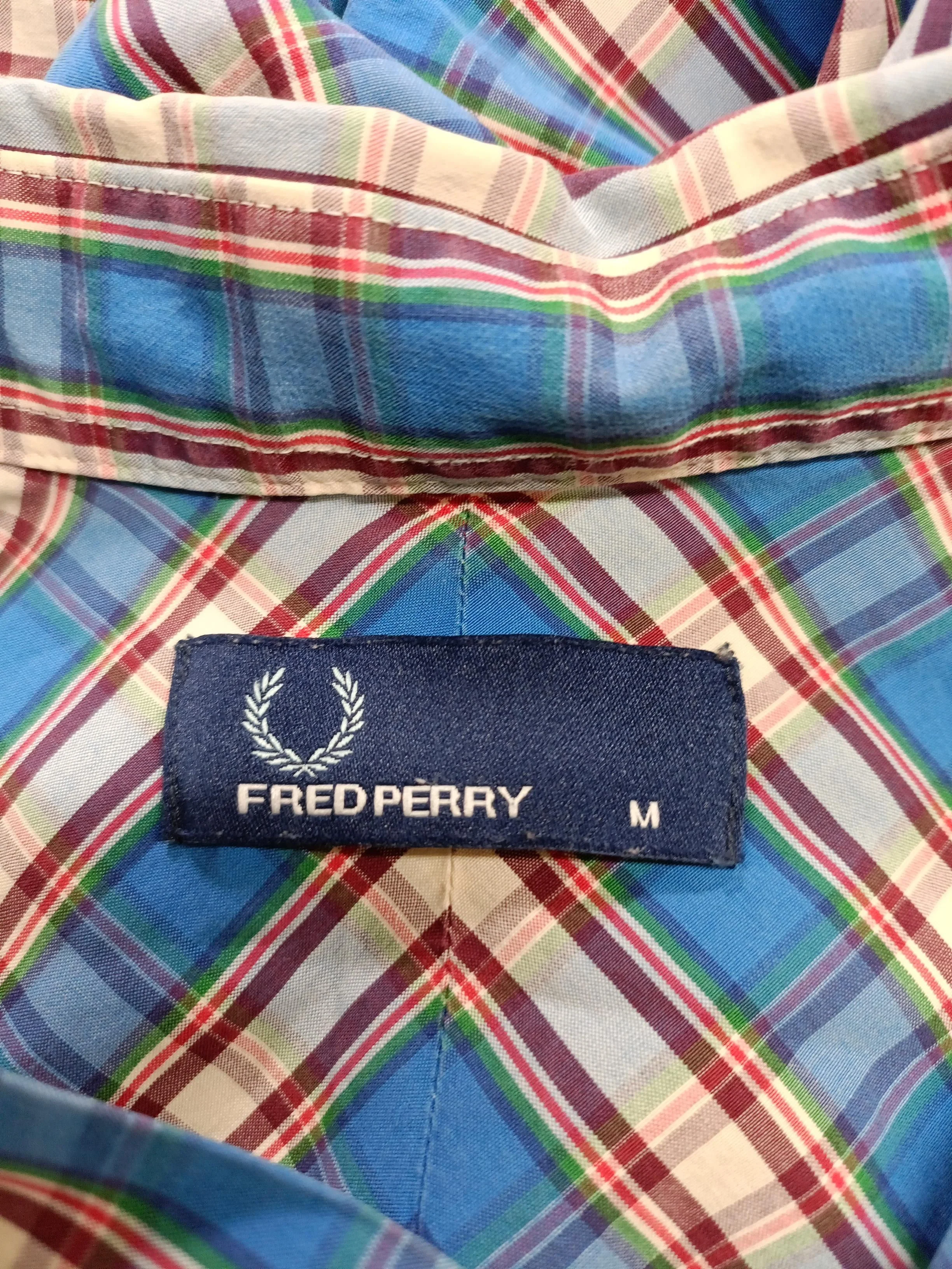 Fred Perry Men's Shirt M Blue Checkered 100% Cotton Basic - Image 5