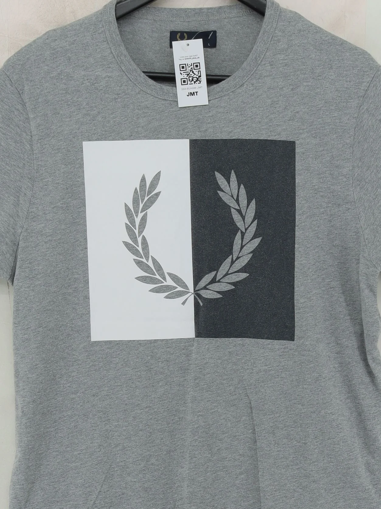 Fred Perry Men's T-Shirt L Grey Graphic 100% Cotton Basic - Image 3