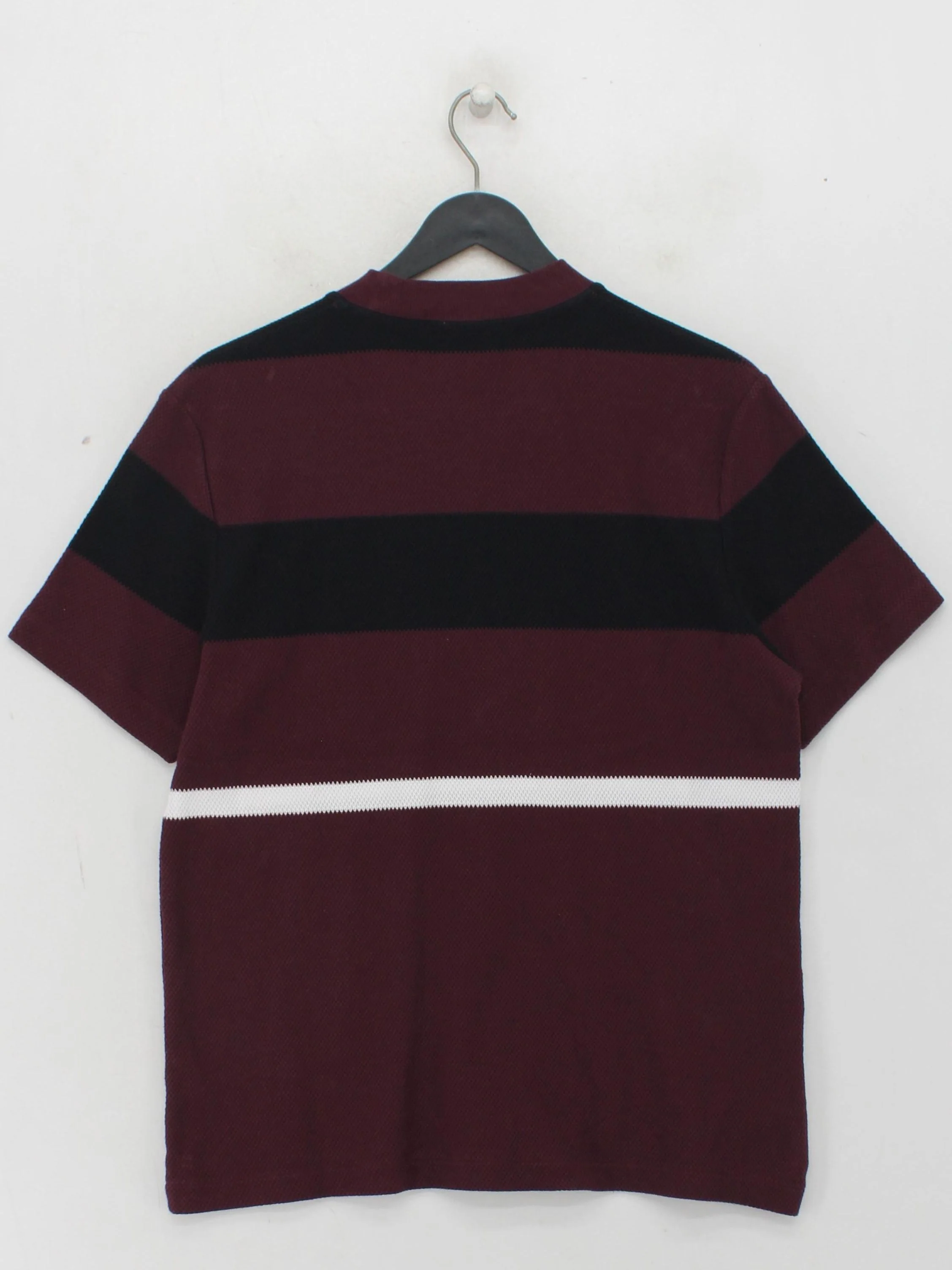 Fred Perry Men's T-Shirt M Red Striped Cotton with Elastane Basic - Image 2