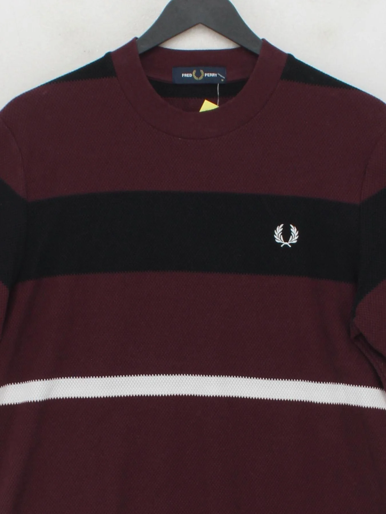 Fred Perry Men's T-Shirt M Red Striped Cotton with Elastane Basic - Image 3