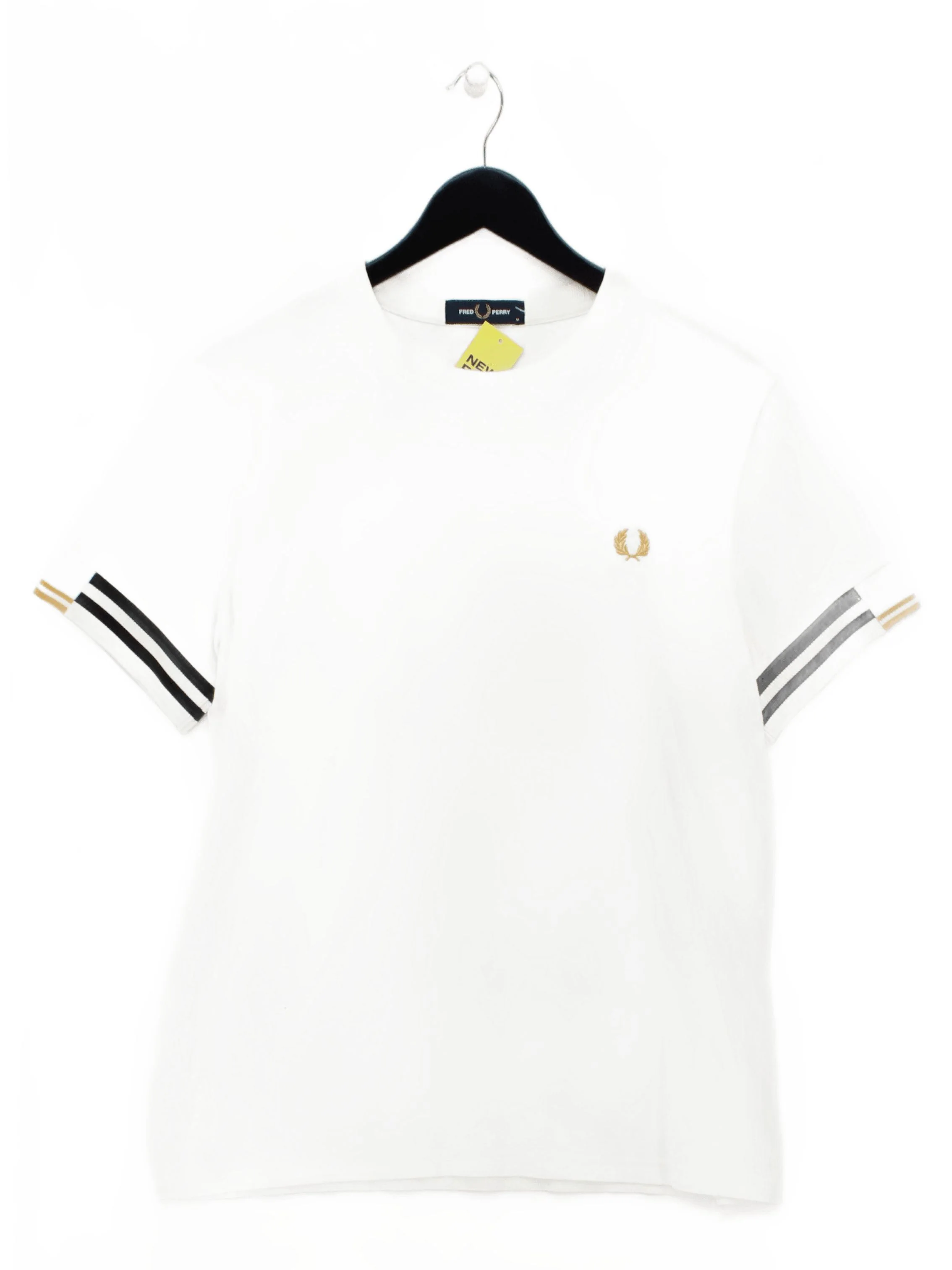 Fred Perry Men's T-Shirt M White Cotton with Elastane, Viscose, Polyester Basic