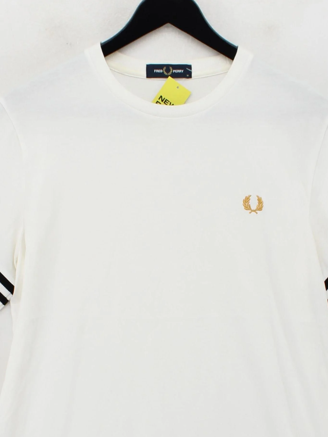 Fred Perry Men's T-Shirt M White Cotton with Elastane, Viscose, Polyester Basic - Image 3