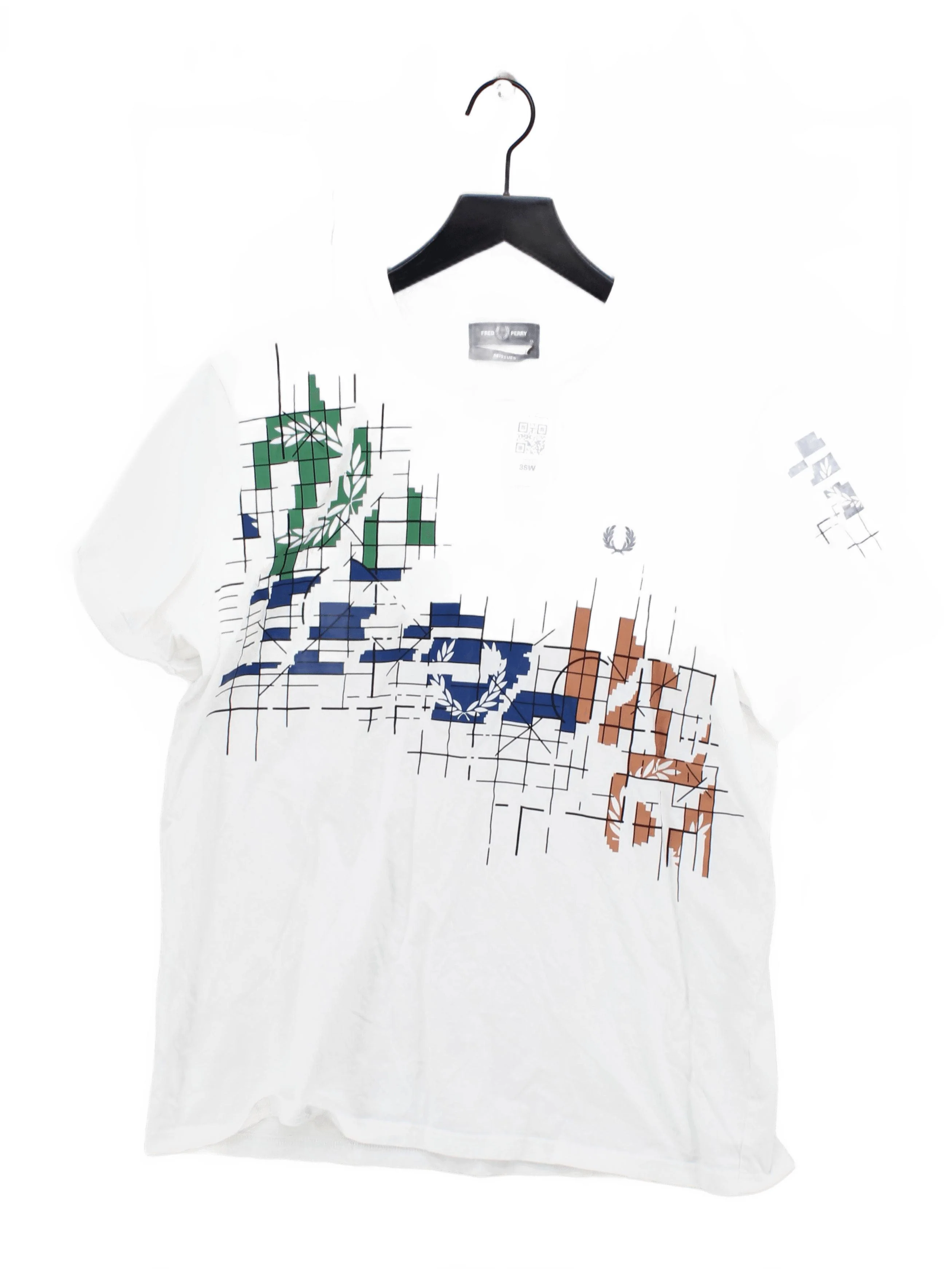 Fred Perry Men's T-Shirt XL White Graphic 100% Cotton Basic