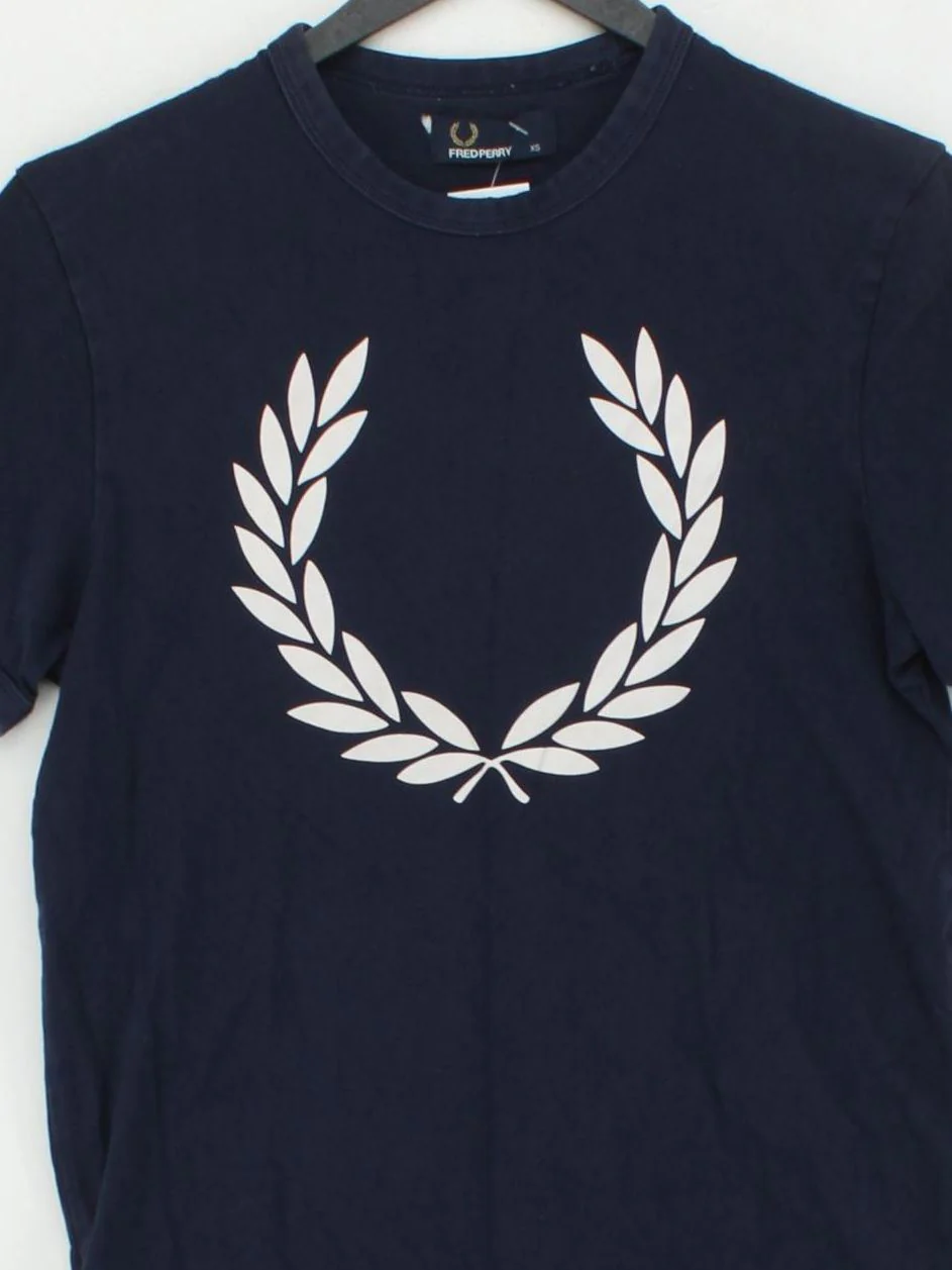 Fred Perry Men's T-Shirt XS Blue Graphic Cotton with Elastane Basic - Image 3