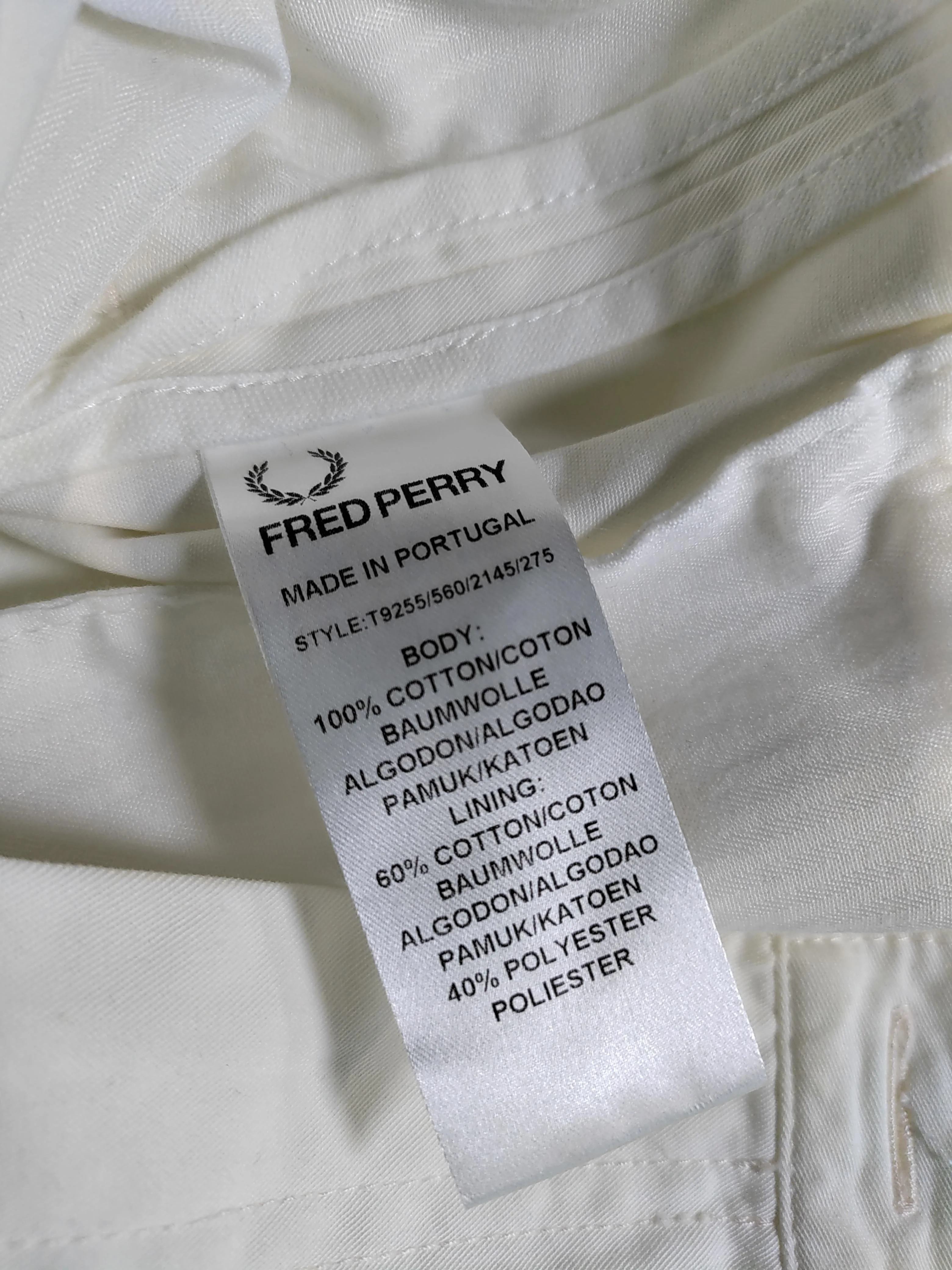 Fred Perry Men's Trousers M Cream 100% Cotton Straight Chino - Image 7
