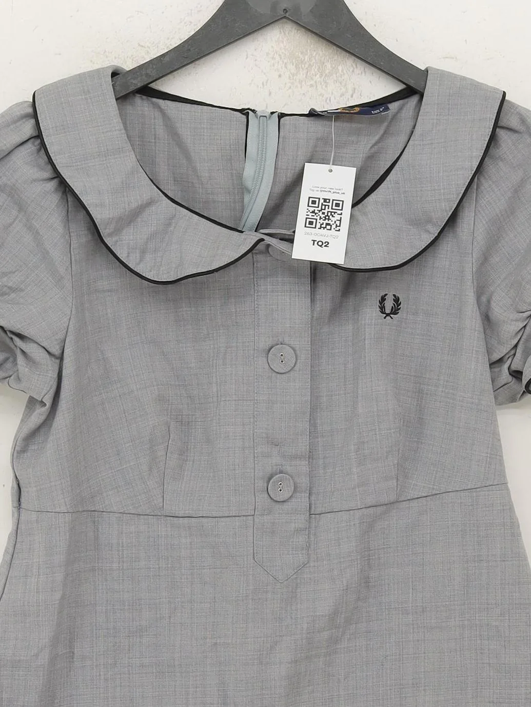 Fred Perry Shirt Mini Dress UK10 in Grey - Image 3
