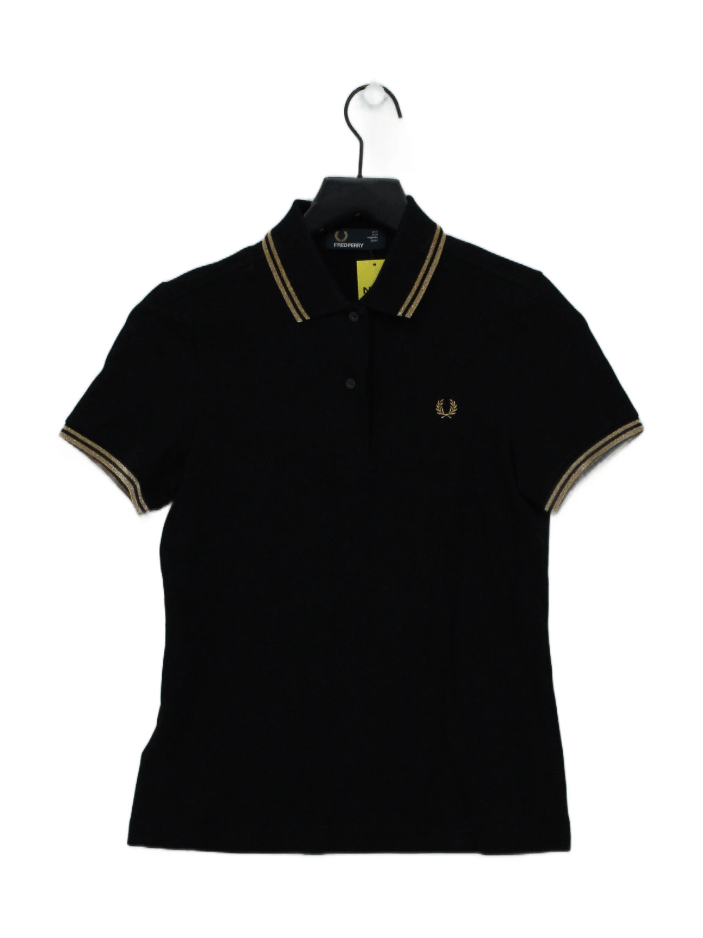 Fred Perry Women's Polo UK 8 Black Cotton with Elastane Basic