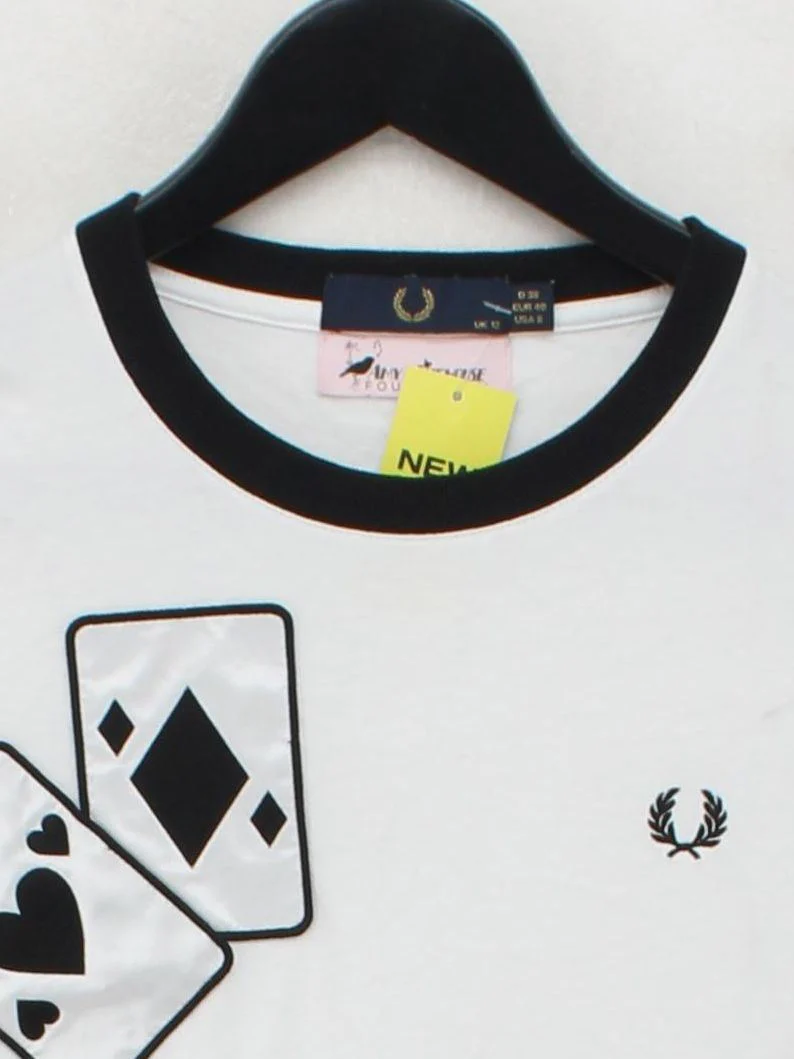 Fred Perry Women's T-Shirt UK 12 White Cotton with Polyester Basic - Image 3