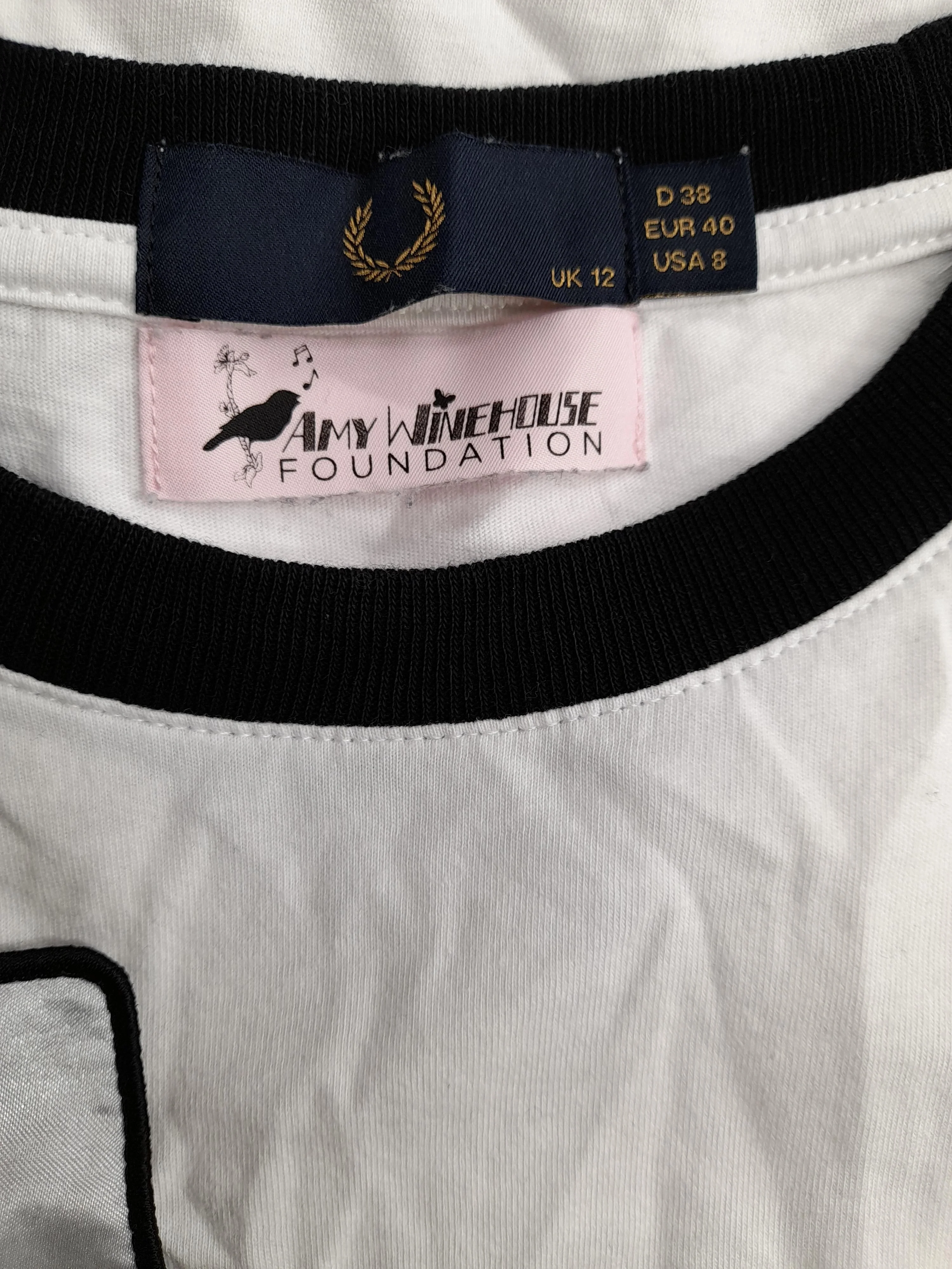 Fred Perry Women's T-Shirt UK 12 White Cotton with Polyester Basic - Image 6