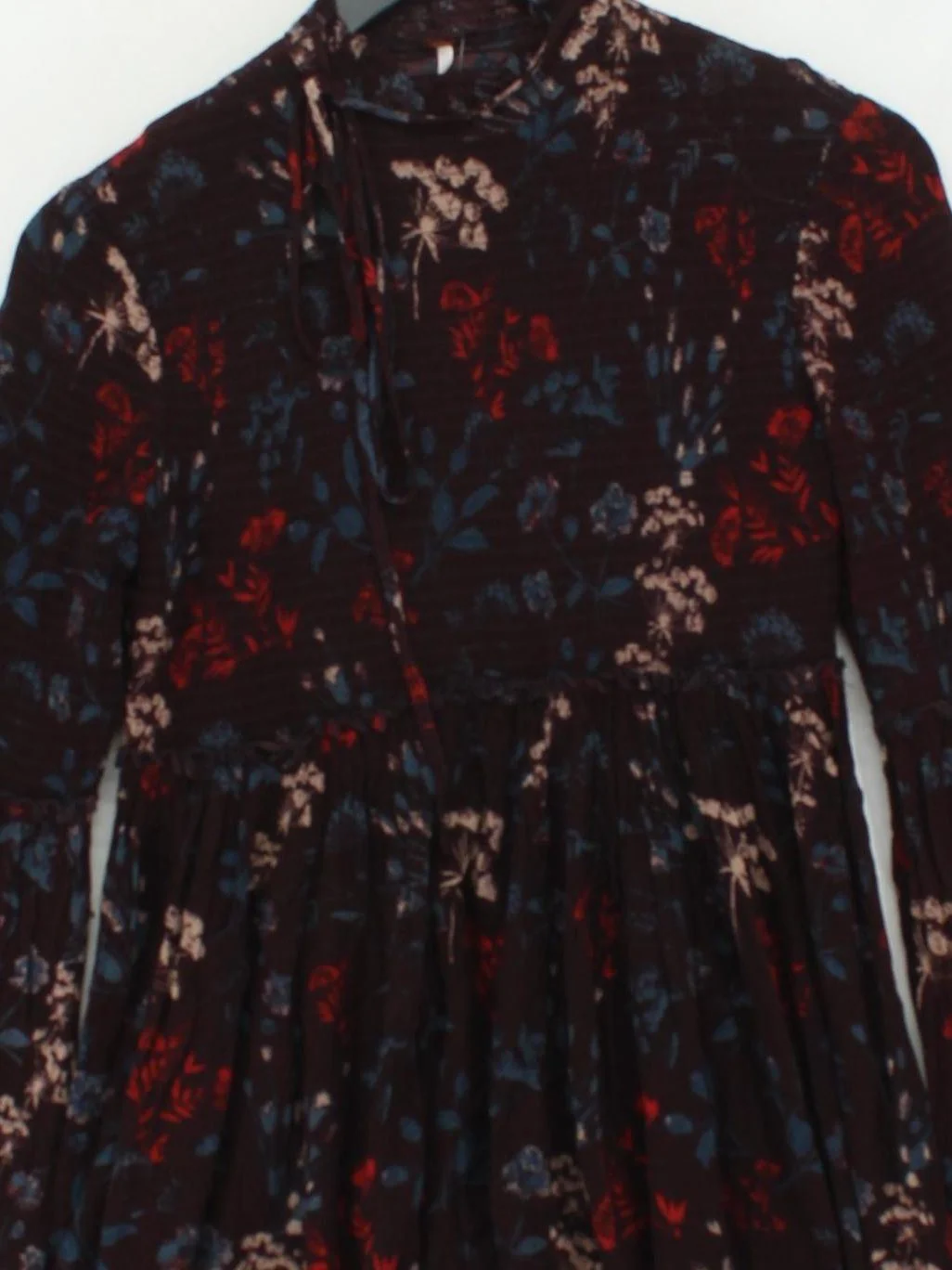 Free People Women's Blouse S Multi Floral 100% Rayon Long Sleeve High Neck Basic - Image 3