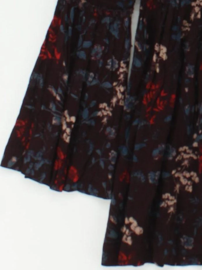 Free People Women's Blouse S Multi Floral 100% Rayon Long Sleeve High Neck Basic - Image 4