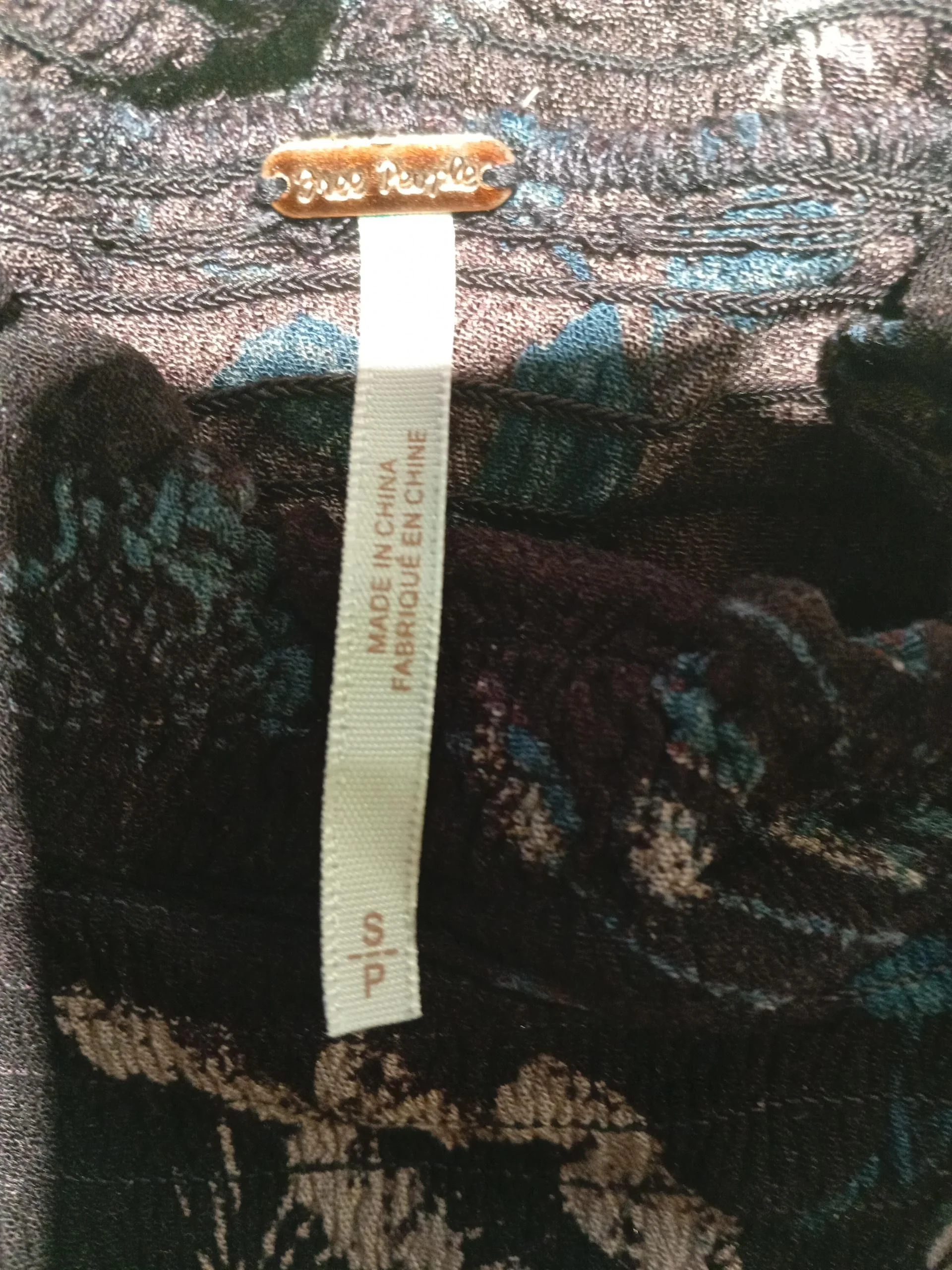 Free People Women's Blouse S Multi Floral 100% Rayon Long Sleeve High Neck Basic - Image 5
