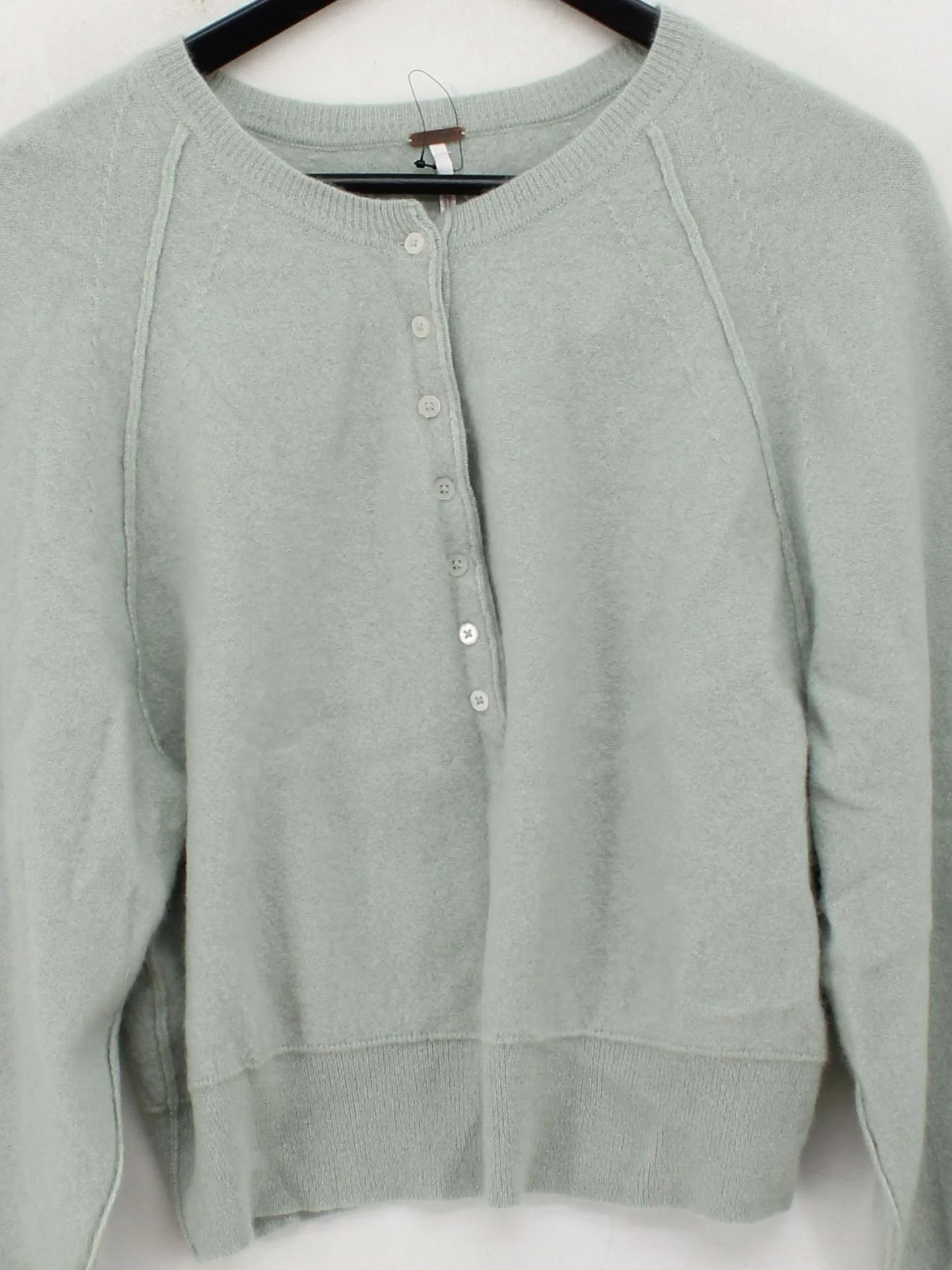 Free People Women's Cardigan L Green 100% Cashmere Round Neck Cardigan - Image 3