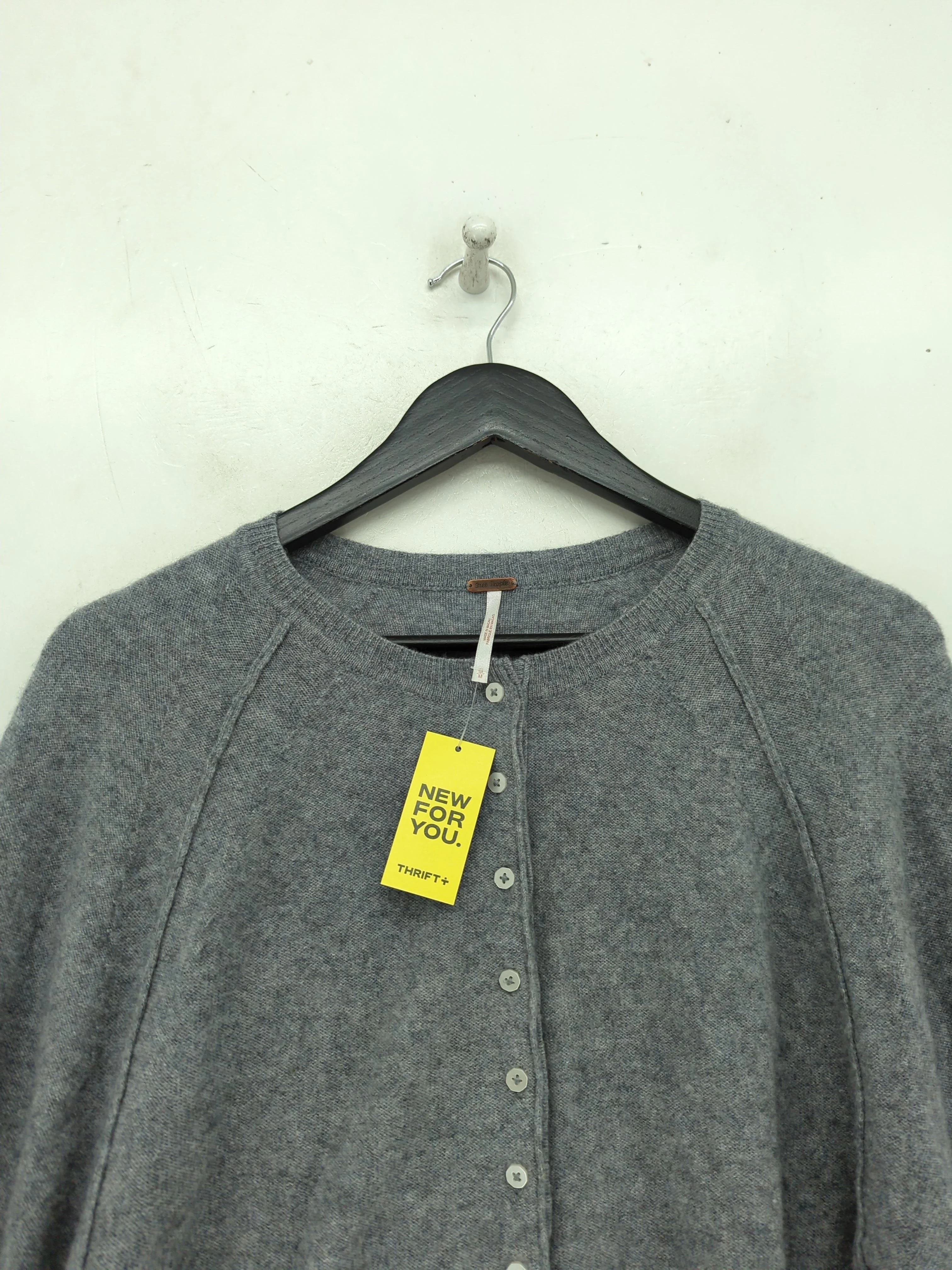 Free People Women's Cardigan M Grey 100% Cashmere Round Neck Cardigan - Image 3
