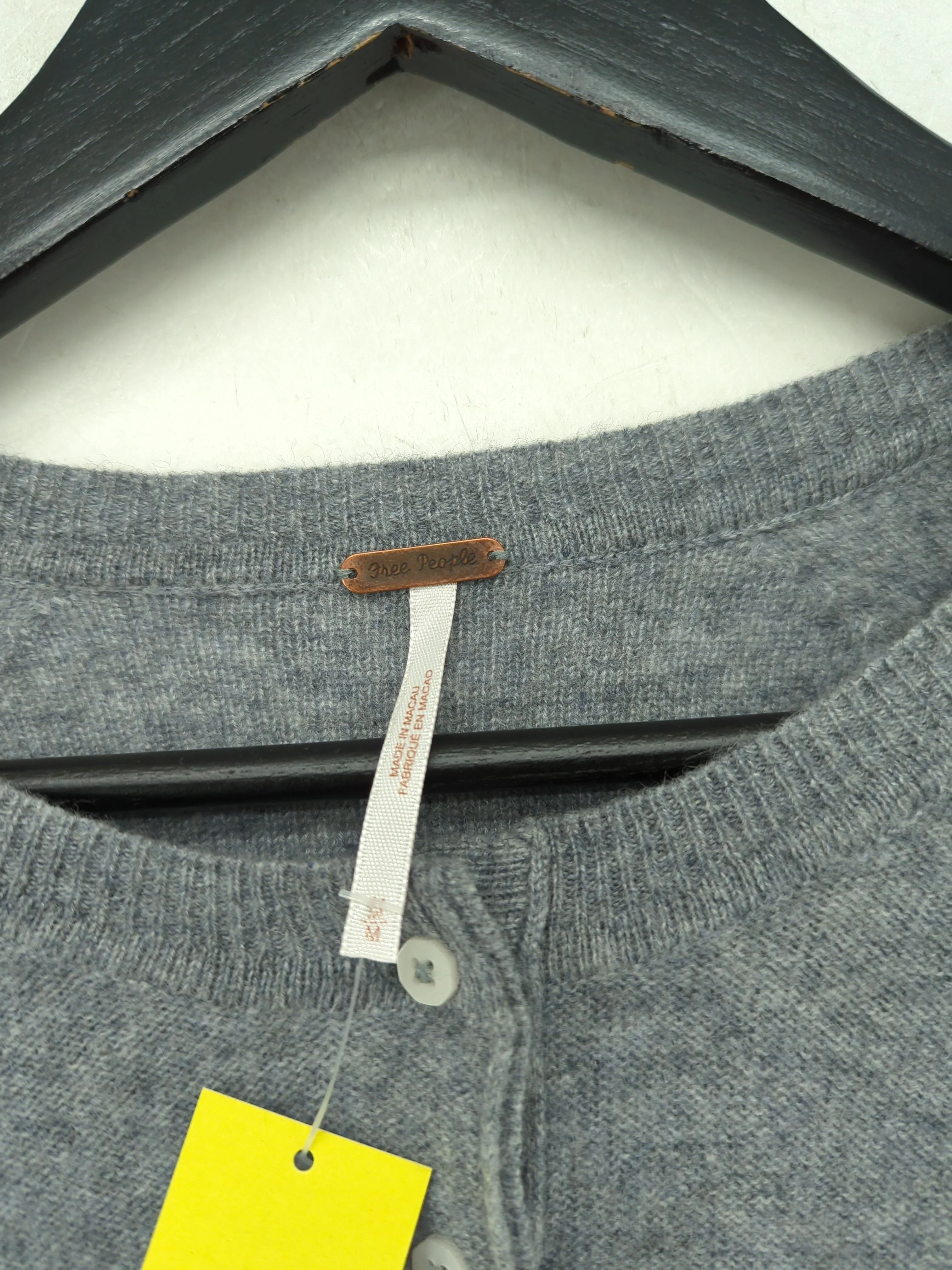 Free People Women's Cardigan M Grey 100% Cashmere Round Neck Cardigan - Image 6