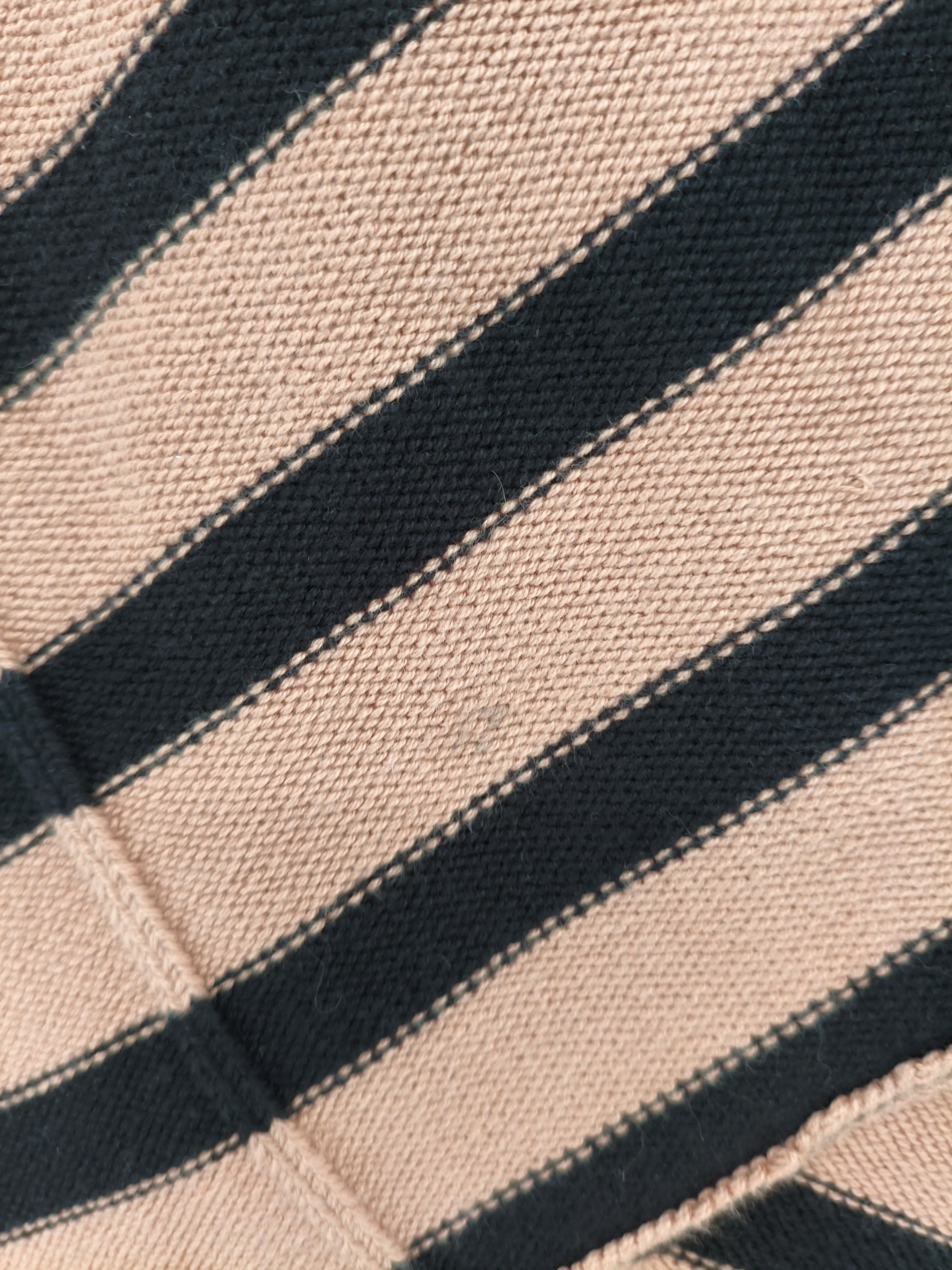 Free People Women's Jumper L Tan Striped 100% Cotton V-Neck Pullover - Image 5