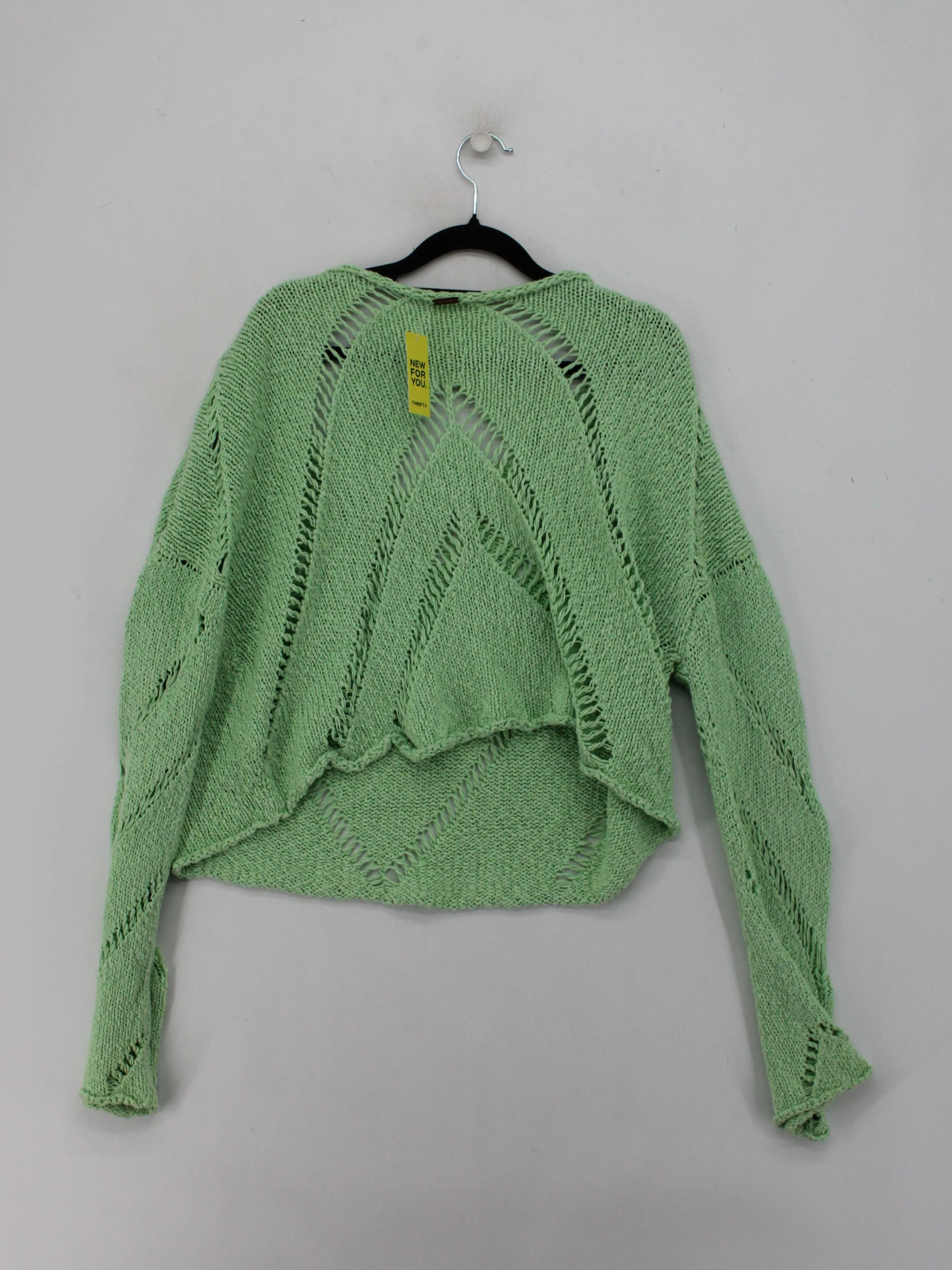 Free People Women's Jumper M Green 100% Cotton V-Neck Pullover - Image 2