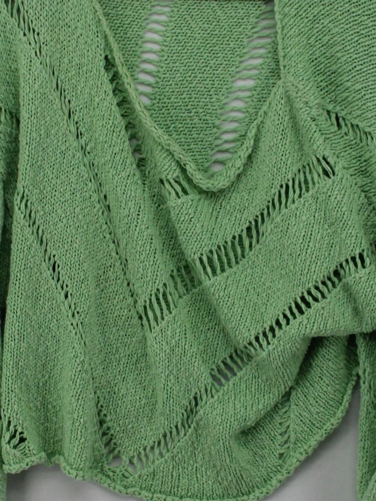 Free People Women's Jumper M Green 100% Cotton V-Neck Pullover - Image 3