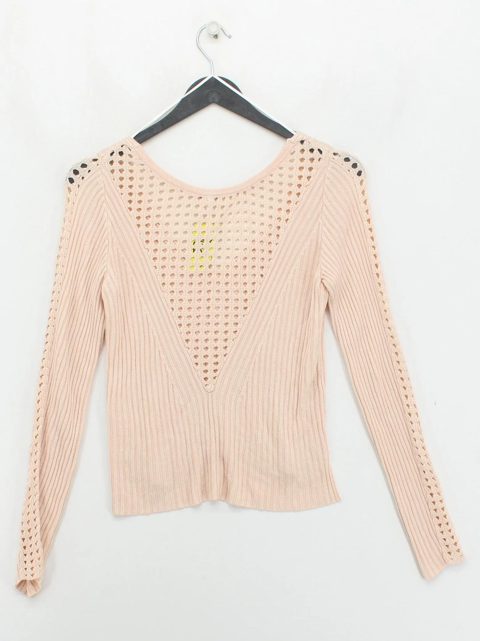 Free People Women's Jumper XS Cream 100% Viscose V-Neck Pullover - Image 2
