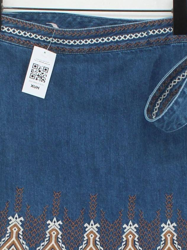 Free People Women's Mini Skirt UK 8 Blue 100% Cotton Short Mini - Image 3