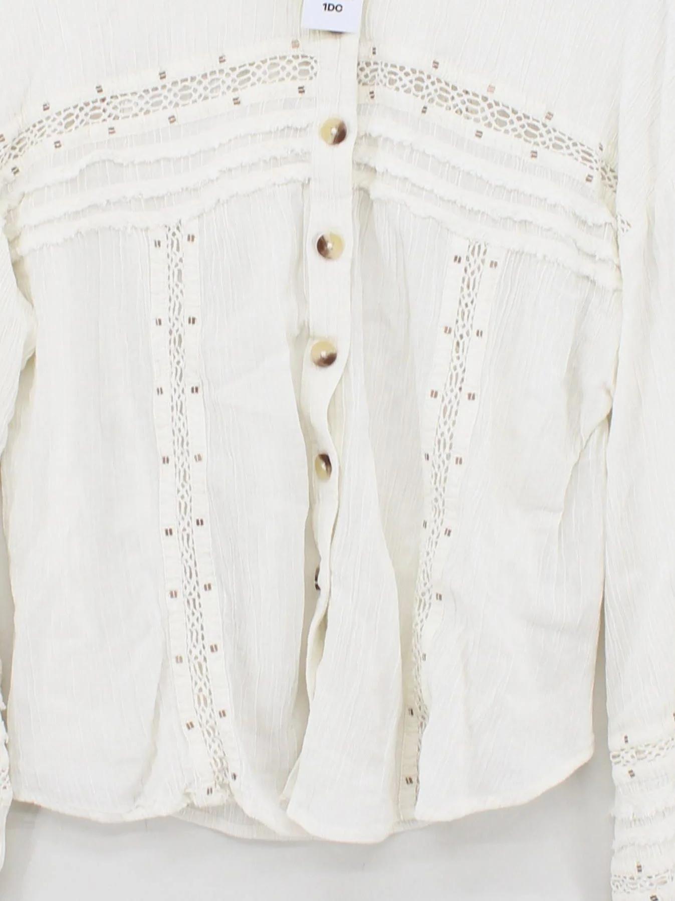 Free People Women's Shirt S White Cotton with Lyocell Modal Basic - Image 3
