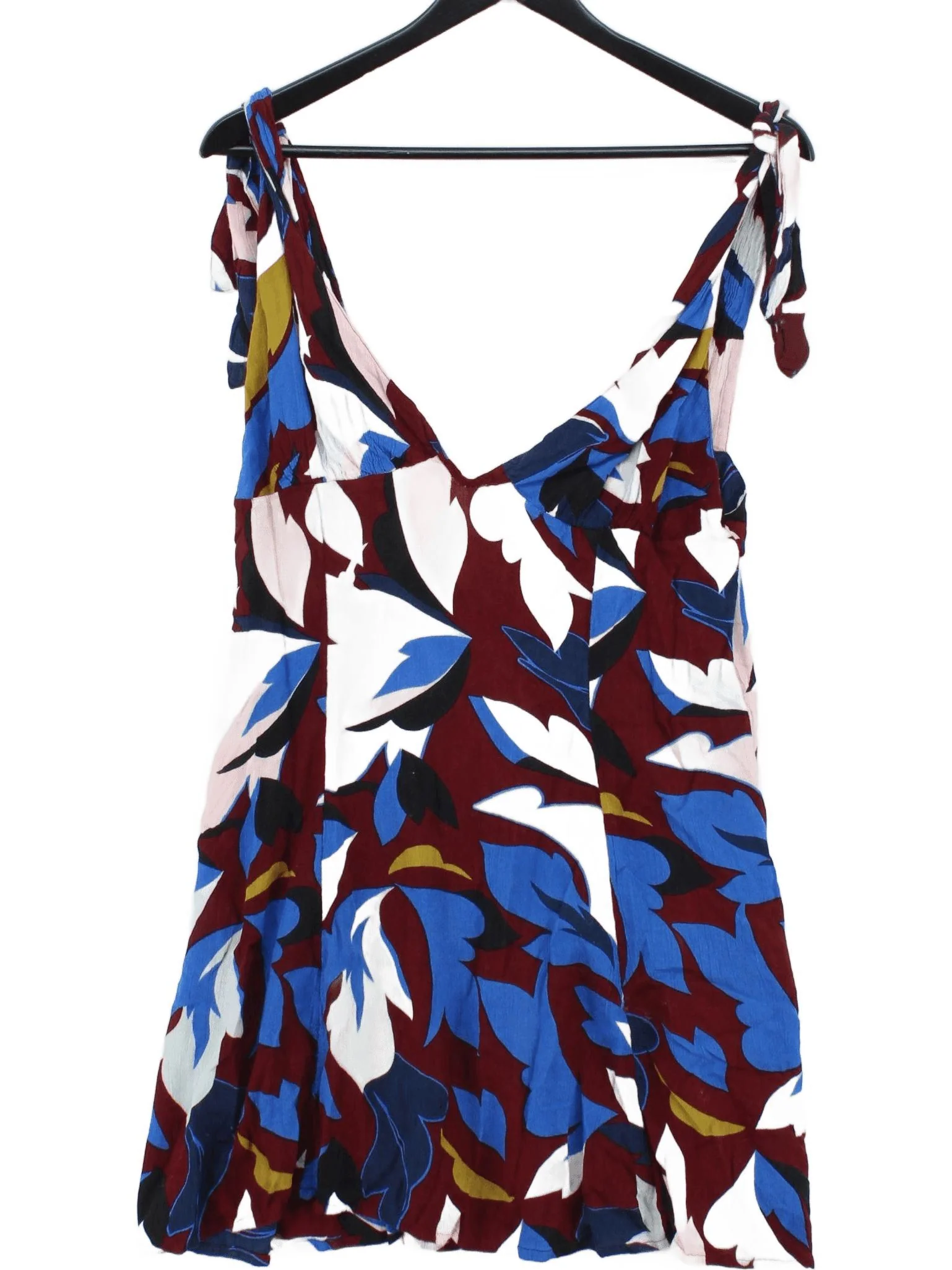 Free People Women's Top L Multi Floral 100% Rayon Sleeveless V-Neck Basic