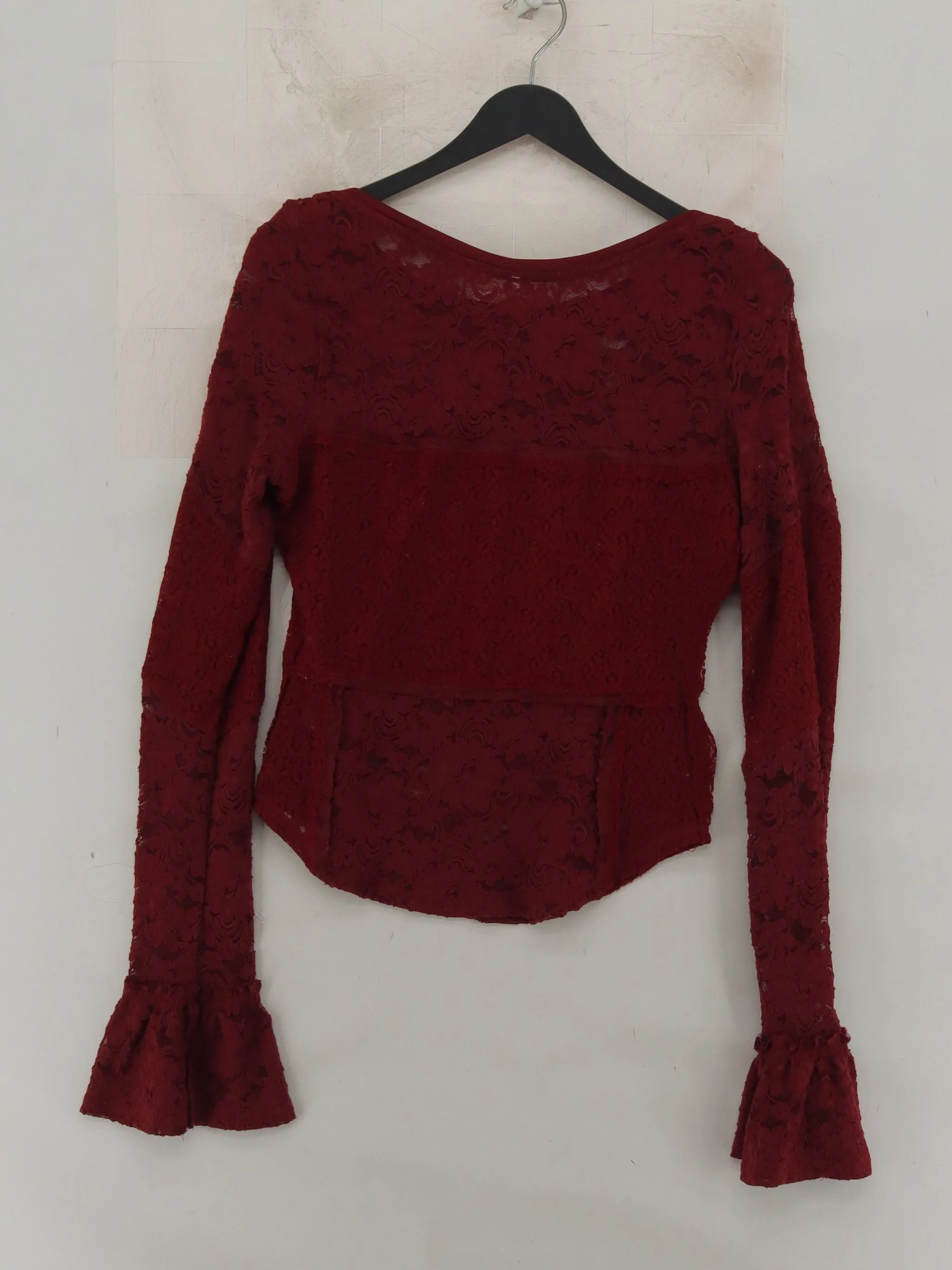 Free People Women's Top L Red 100% Other Long Sleeve Round Neck Basic - Image 2