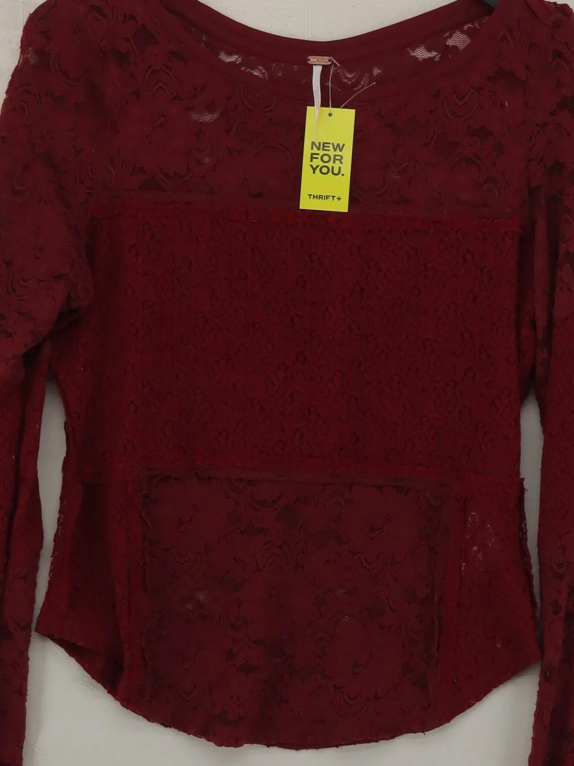 Free People Women's Top L Red 100% Other Long Sleeve Round Neck Basic - Image 3