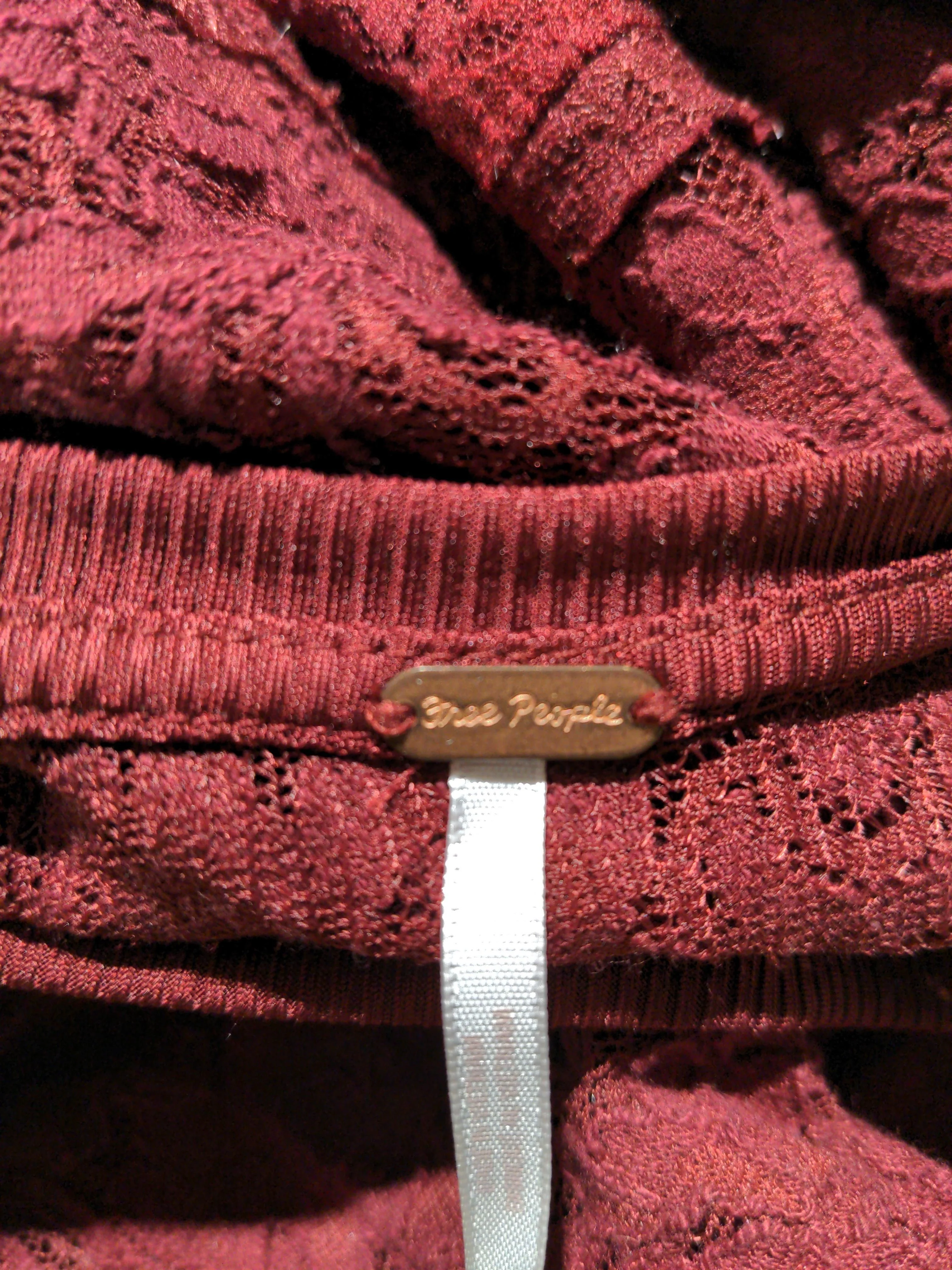 Free People Women's Top L Red 100% Other Long Sleeve Round Neck Basic - Image 5