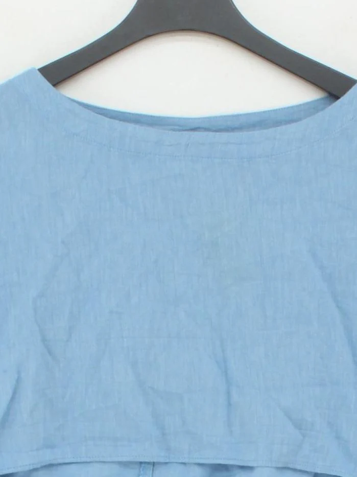 Free People Women's Top M Blue 100% Cotton Short Sleeve Round Neck Cropped - Image 3