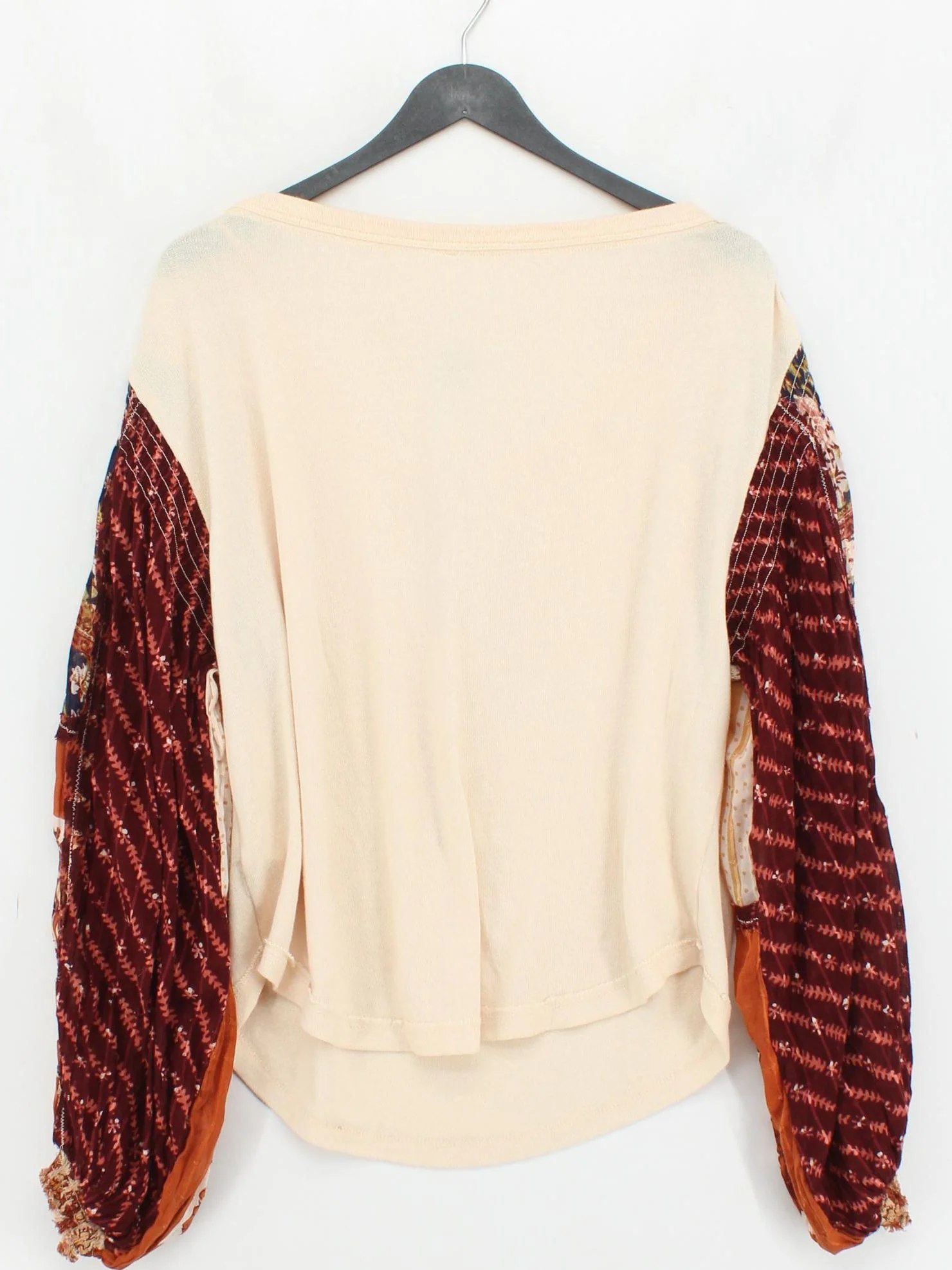 Free People Women's Top M Cream Floral 100% Cotton Long Sleeve V-Neck Basic - Image 2