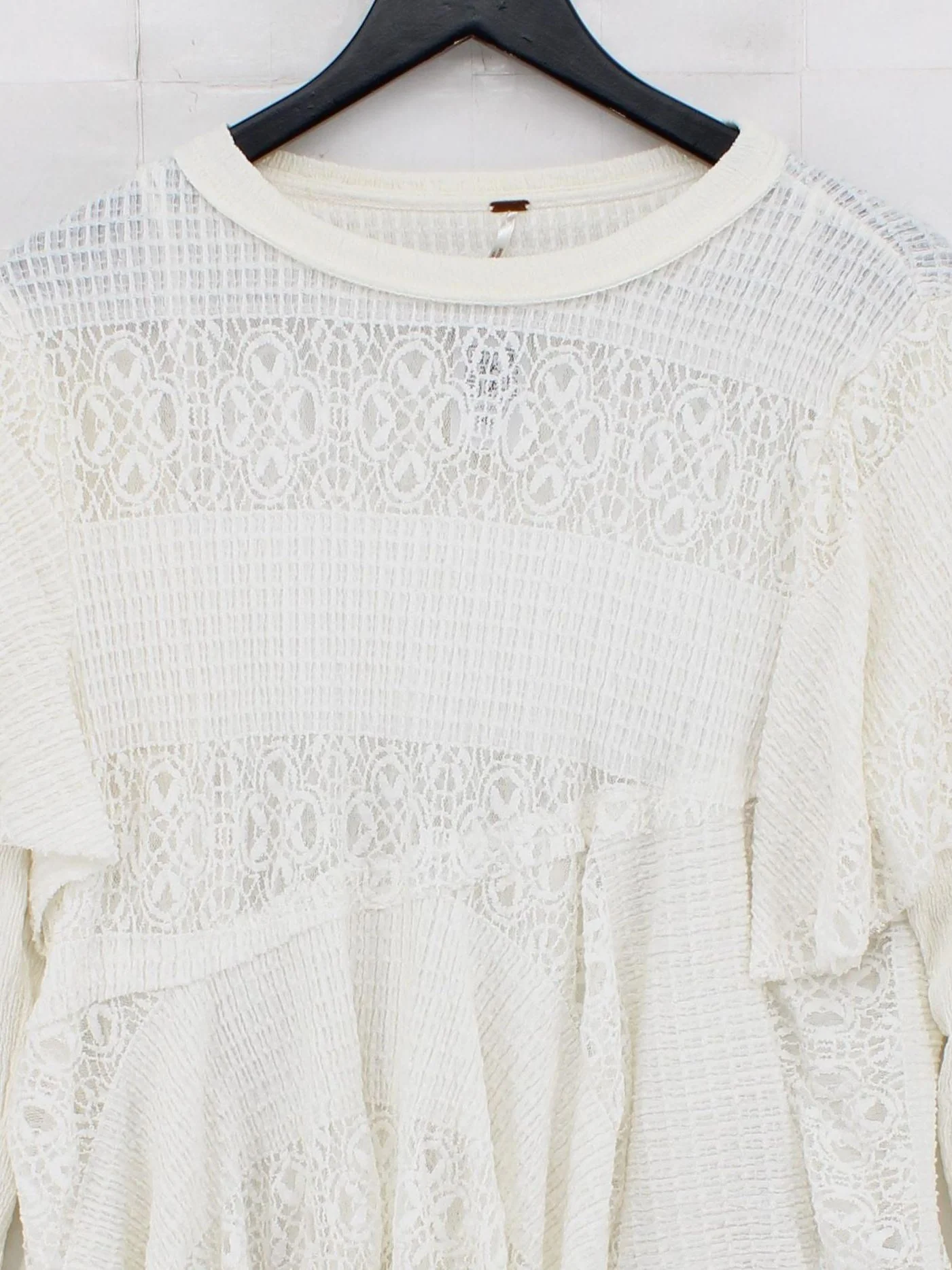 Free People Women's Top M White Cotton with Polyamide, Elastane, Polyester Tunic - Image 3