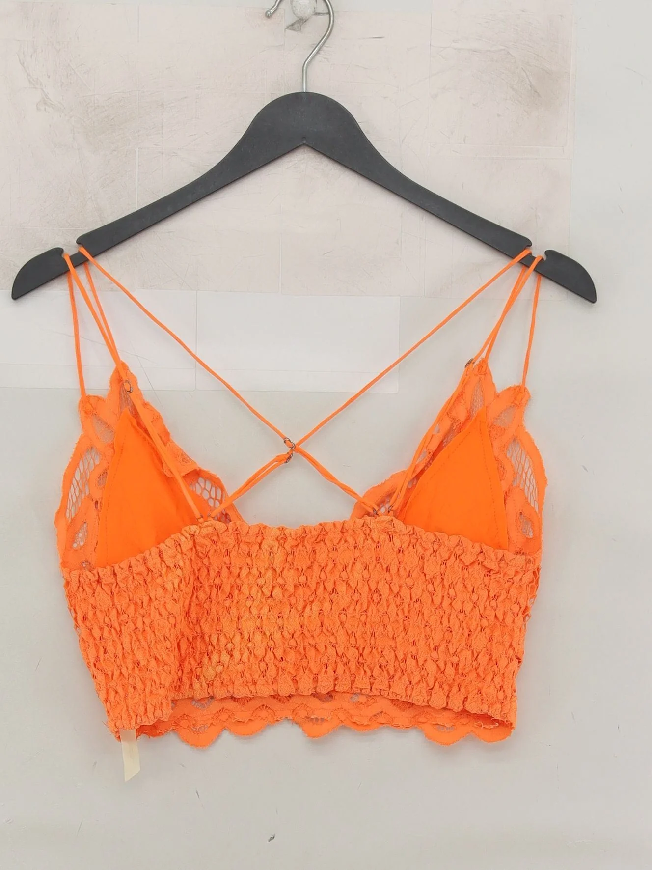 Free People Women's Top S Orange Polyamide with Cotton Sleeveless V-Neck Basic - Image 2