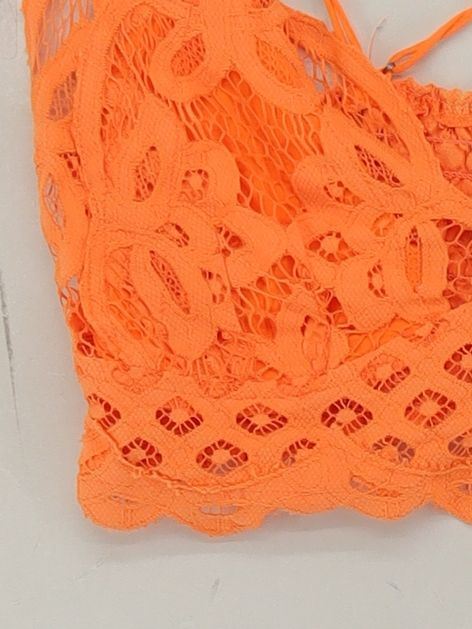Free People Women's Top S Orange Polyamide with Cotton Sleeveless V-Neck Basic - Image 4