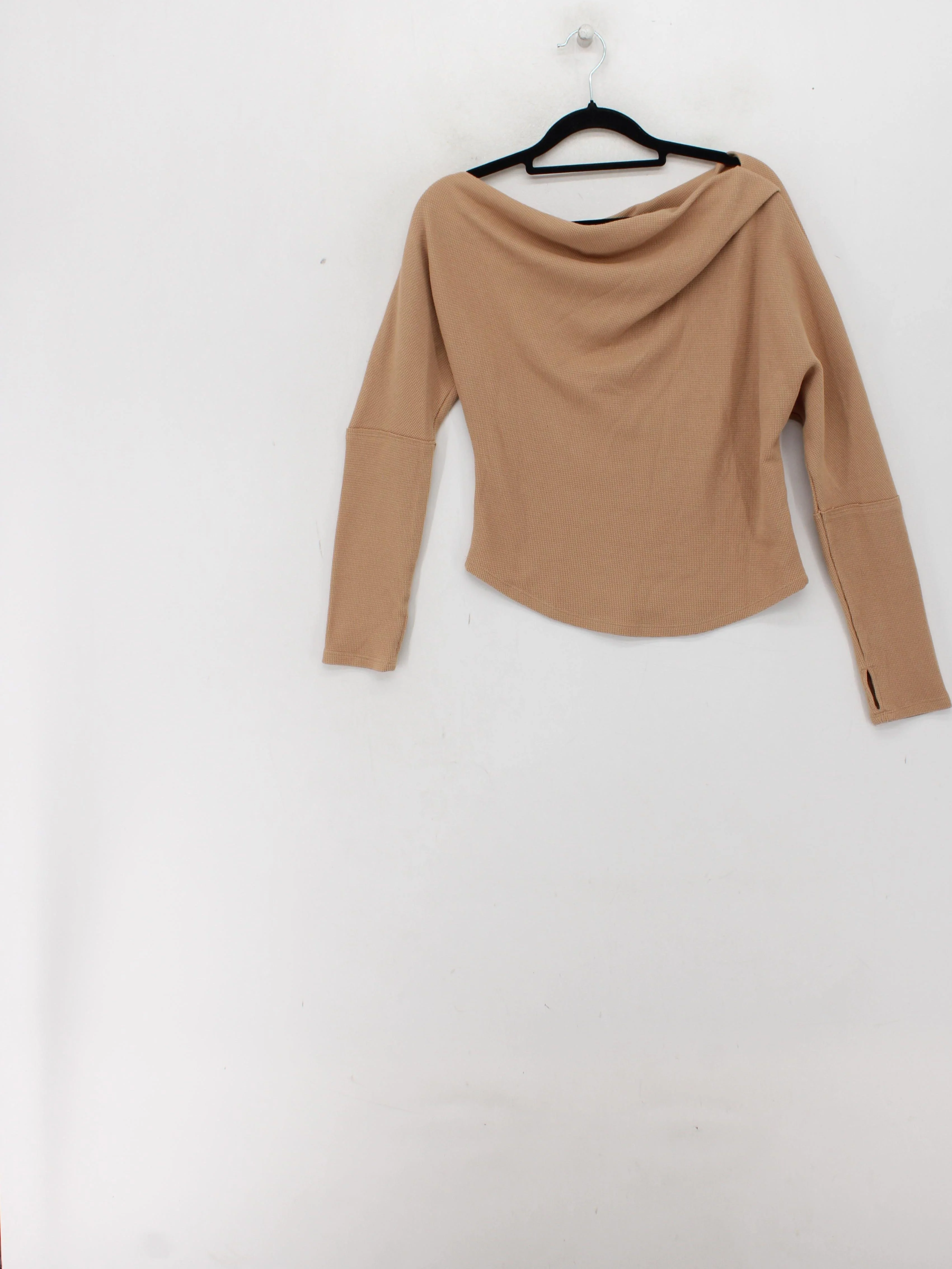 Free People Women's Top S Tan Polyester with Cotton, Elastane Basic - Image 2
