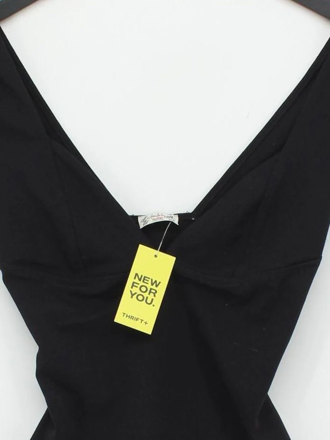 Free People Women's Top XS Black Cotton with Elastane Short Sleeve V-Neck Basic - Image 3