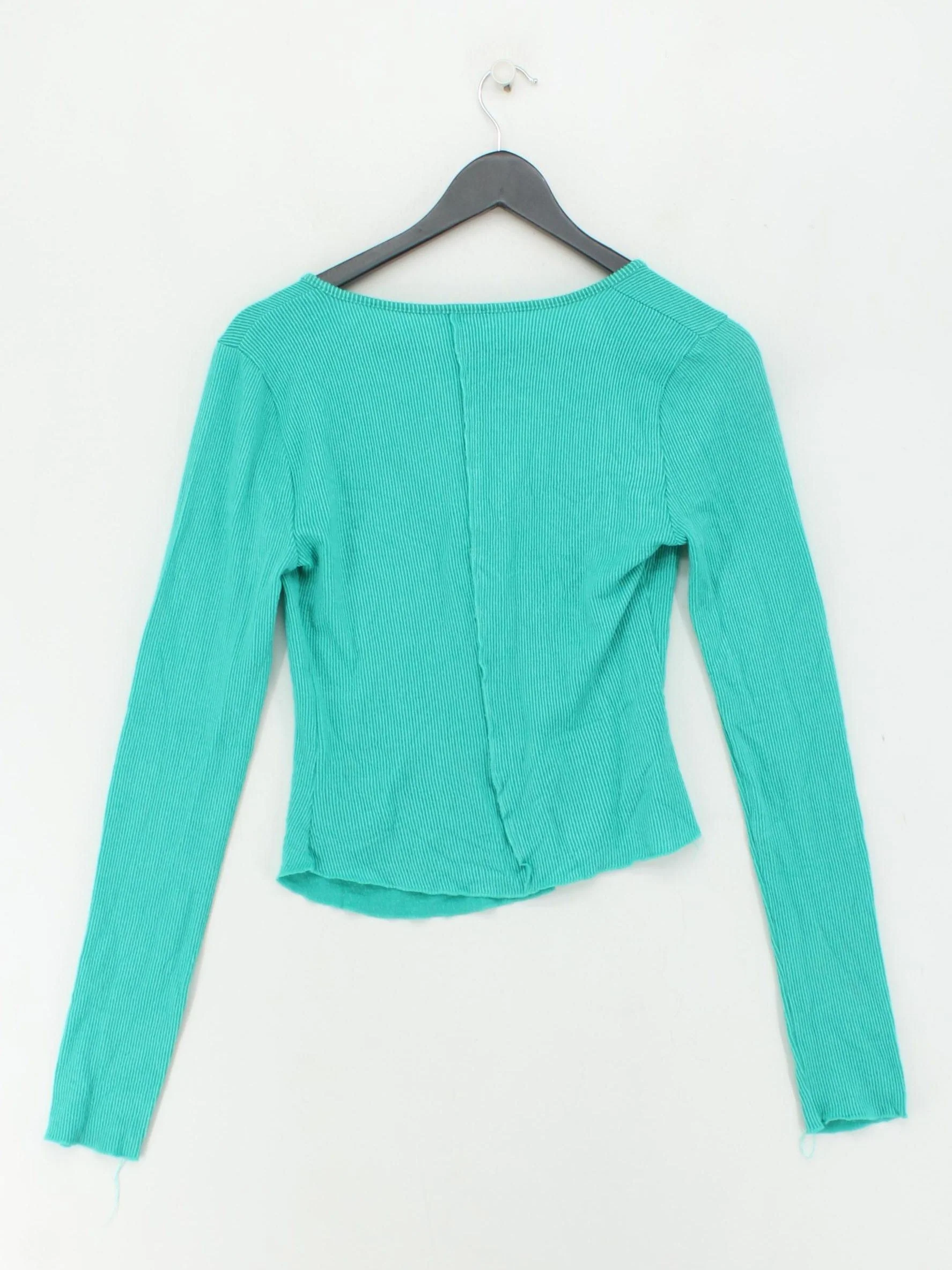 Free People Women's Top XS Green 100% Other Long Sleeve V-Neck Basic - Image 2