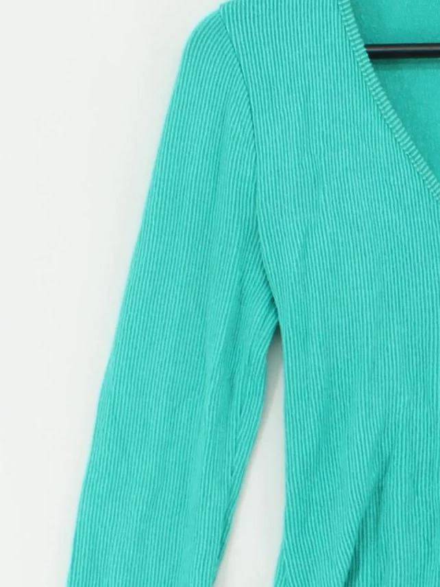 Free People Women's Top XS Green 100% Other Long Sleeve V-Neck Basic - Image 4