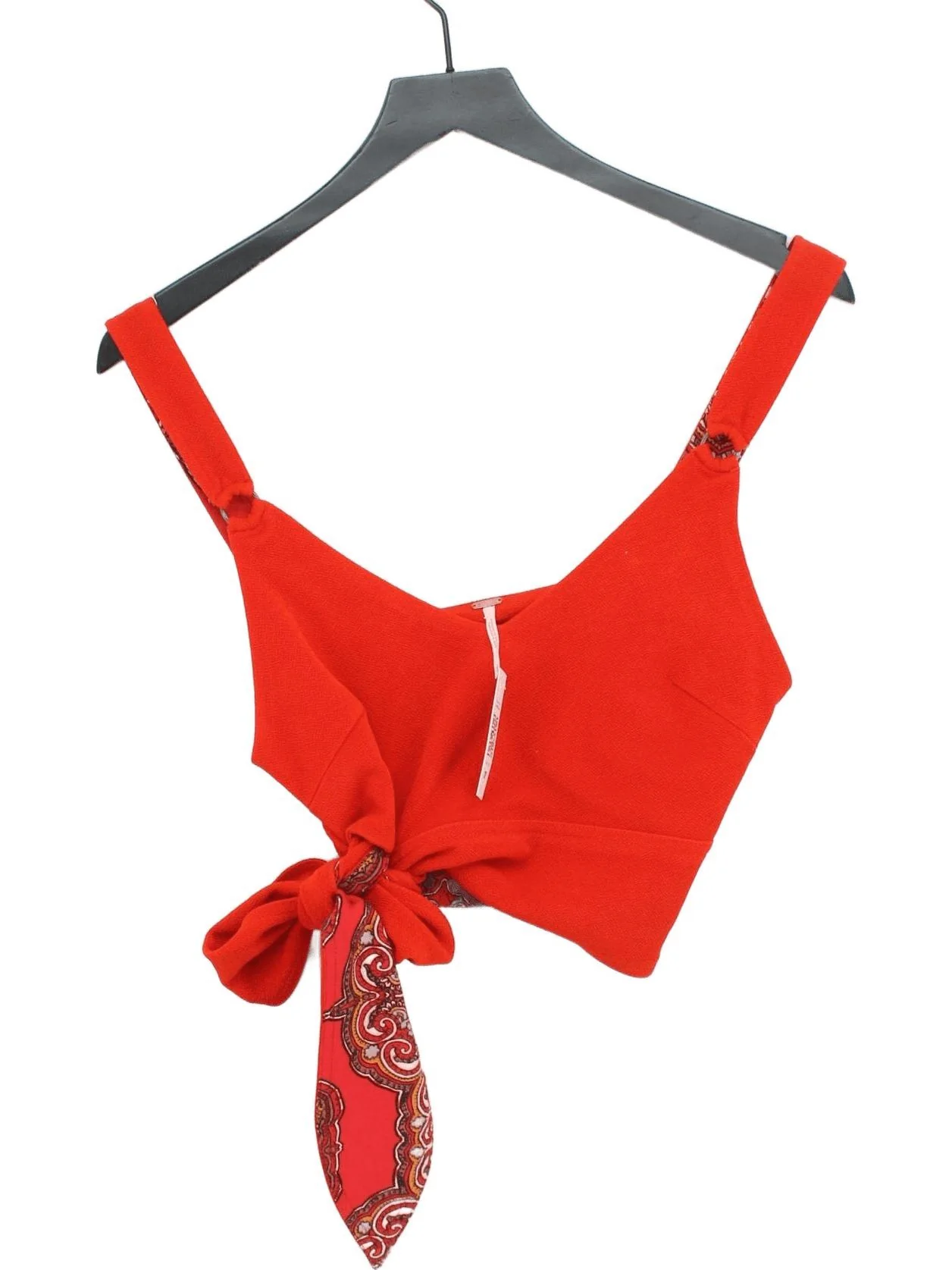 Free People Women's Top XS Red Polyester with Acetate, Spandex Cropped