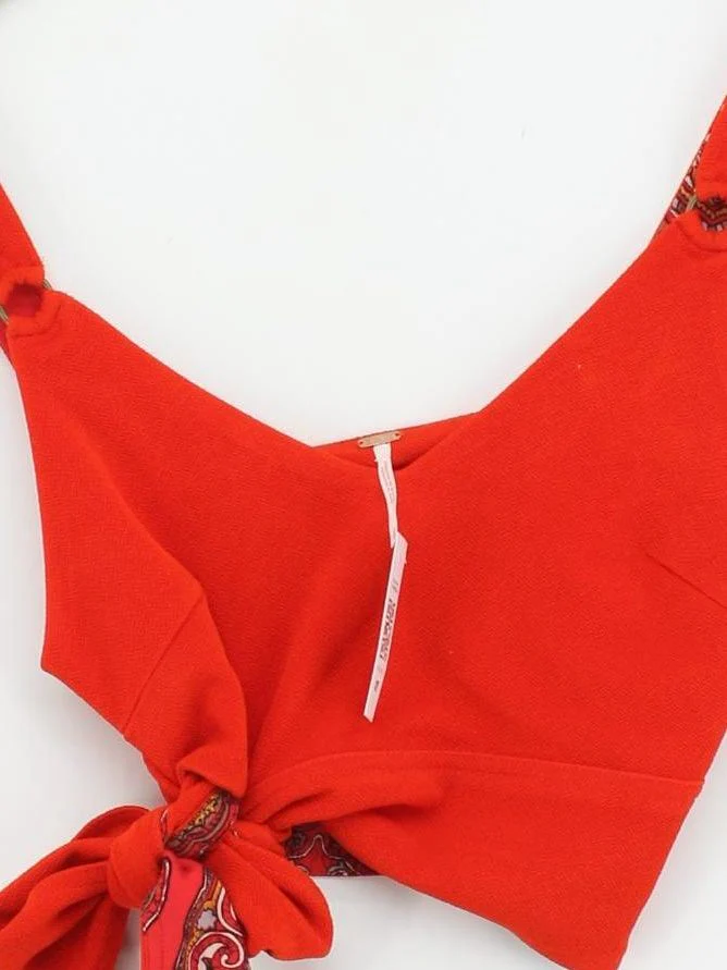 Free People Women's Top XS Red Polyester with Acetate, Spandex Cropped - Image 3
