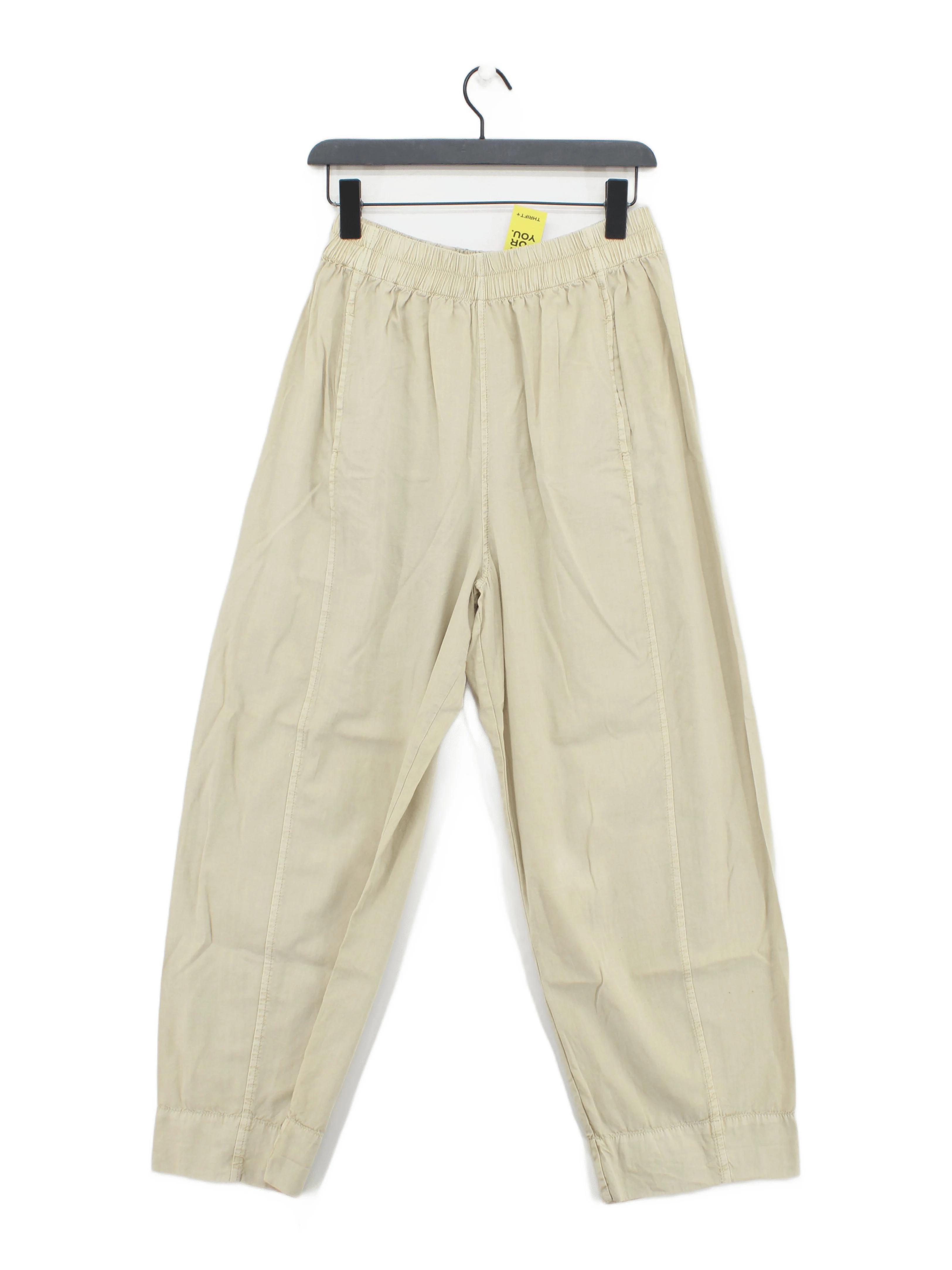 Free People Women's Trousers S Cream Cotton with Rayon Wide-Leg Cropped